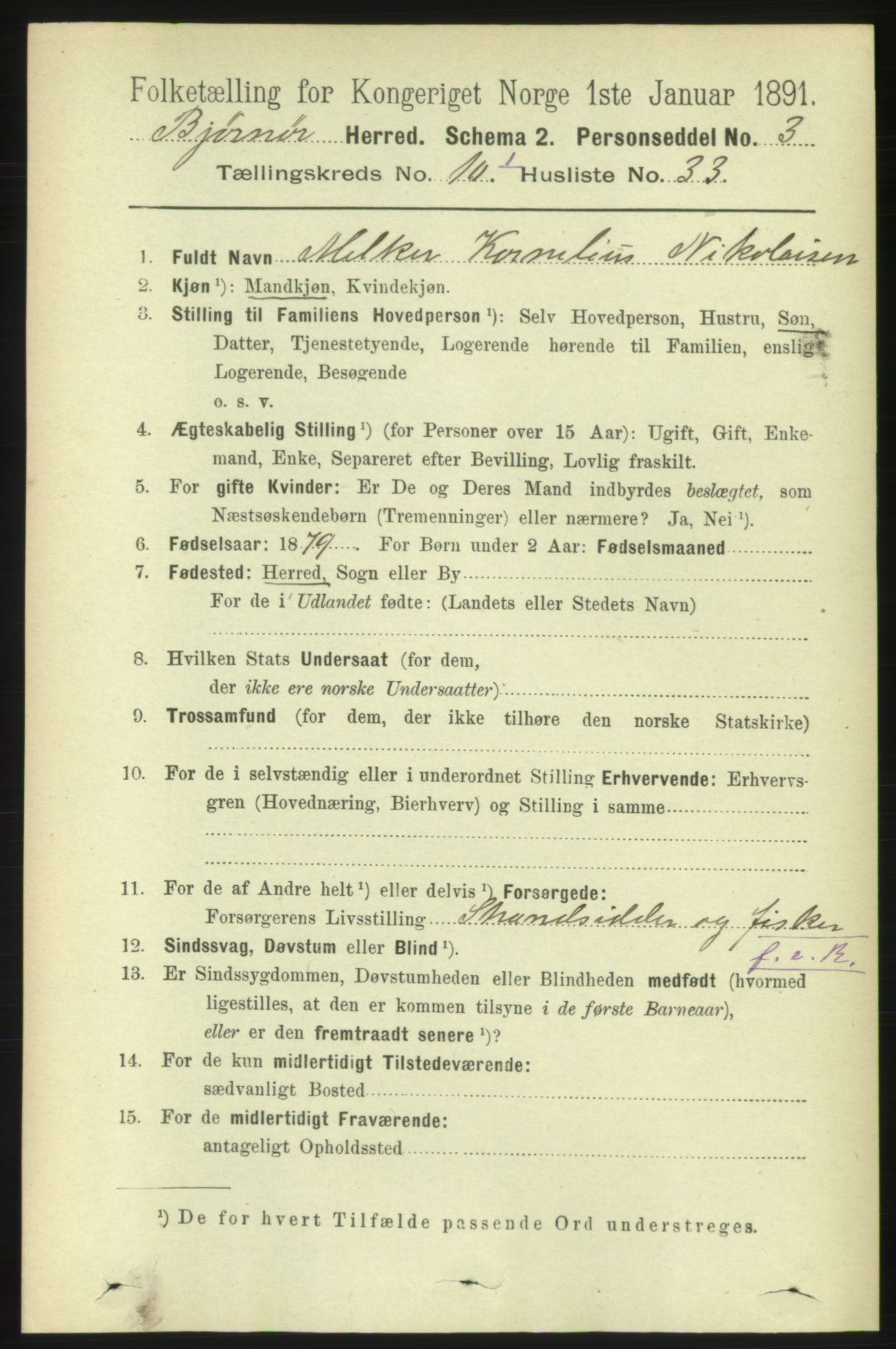 RA, 1891 census for 1632 Bjørnør, 1891, p. 4353