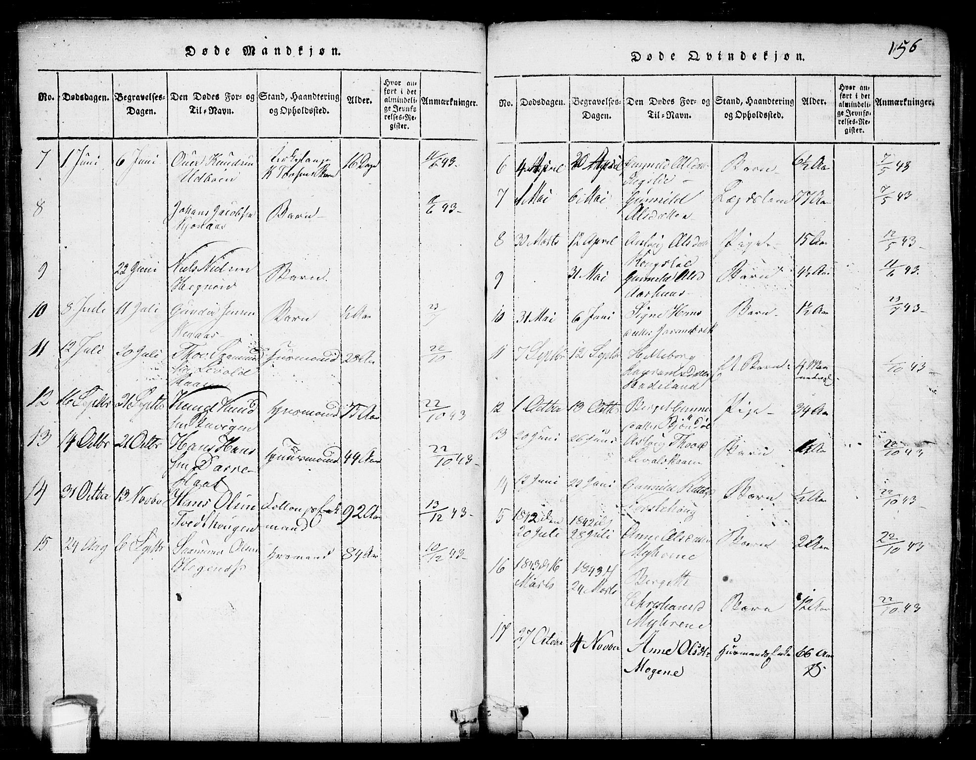 Seljord kirkebøker, SAKO/A-20/G/Ga/L0001: Parish register (copy) no. I 1, 1815-1854, p. 156