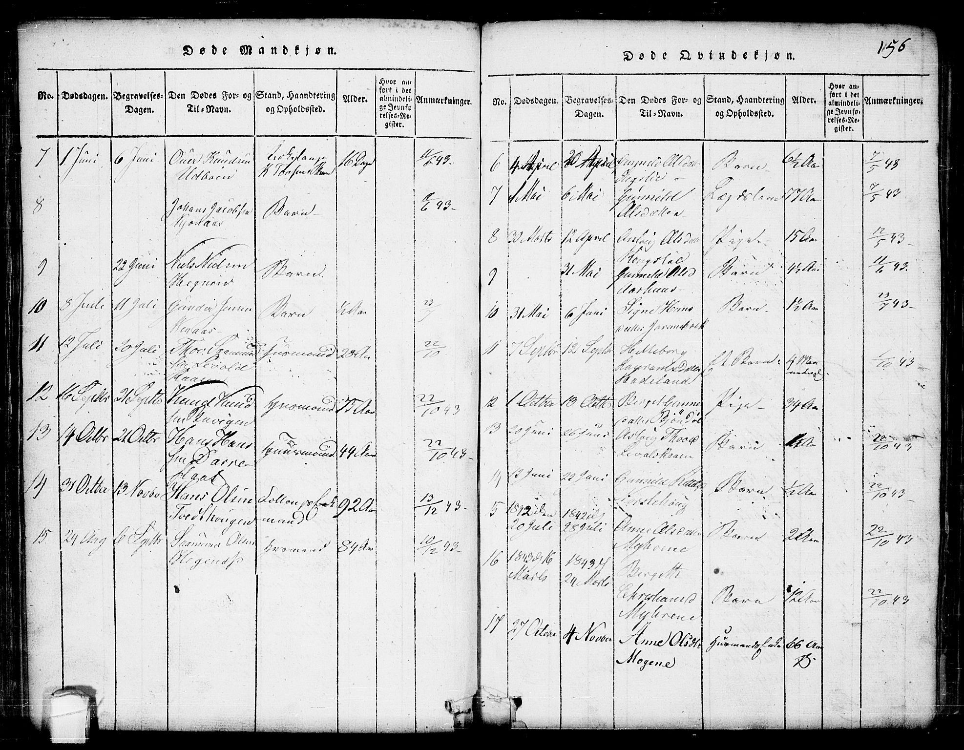 Seljord kirkebøker, AV/SAKO-A-20/G/Ga/L0001: Parish register (copy) no. I 1, 1815-1854, p. 156