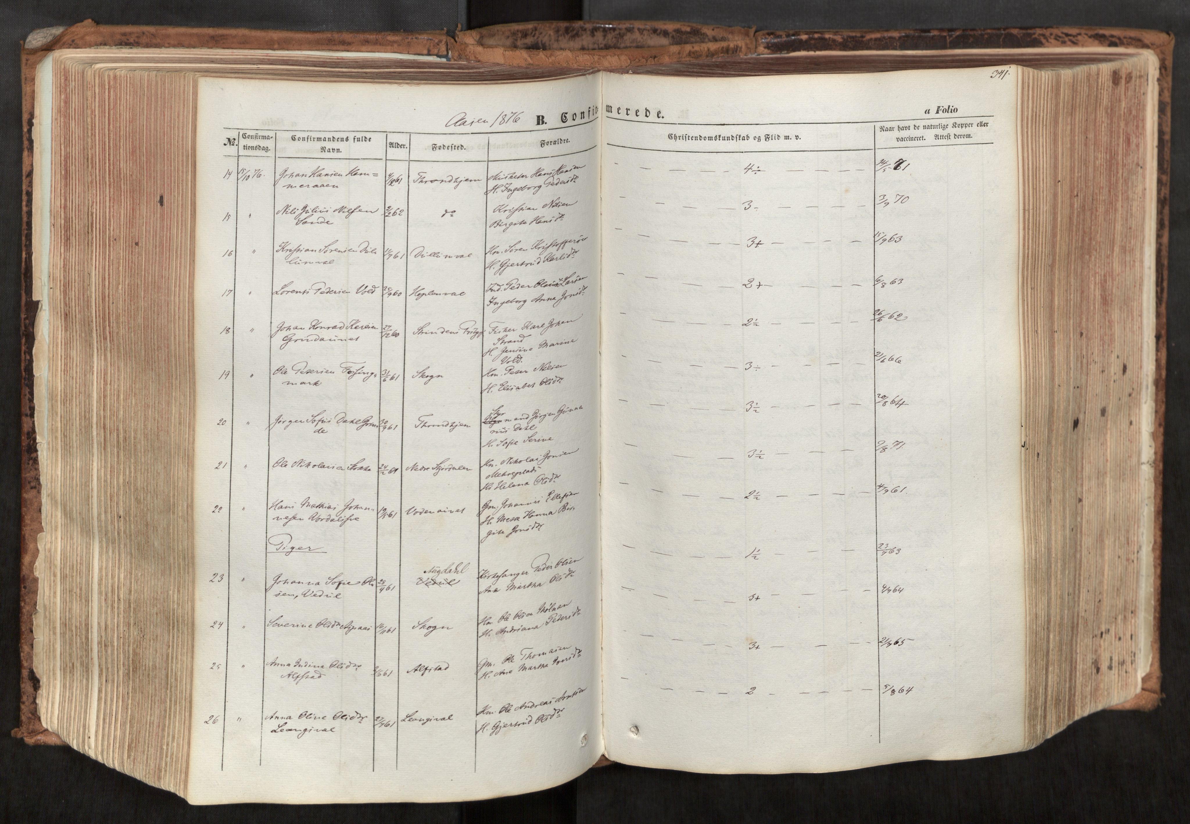 Ministerialprotokoller, klokkerbøker og fødselsregistre - Nord-Trøndelag, SAT/A-1458/713/L0116: Parish register (official) no. 713A07, 1850-1877, p. 341