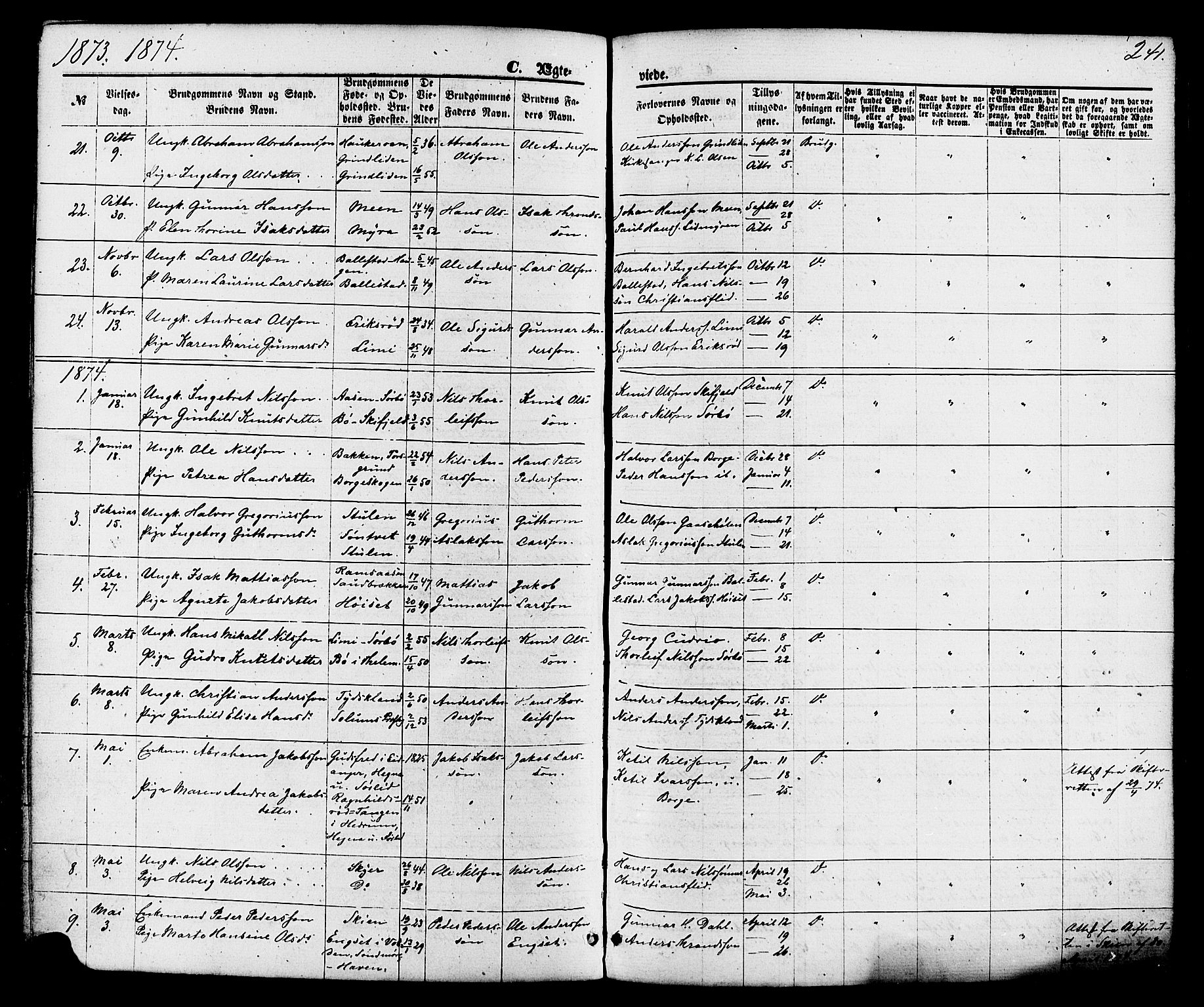 Gjerpen kirkebøker, SAKO/A-265/F/Fa/L0009: Parish register (official) no. I 9, 1872-1885, p. 241