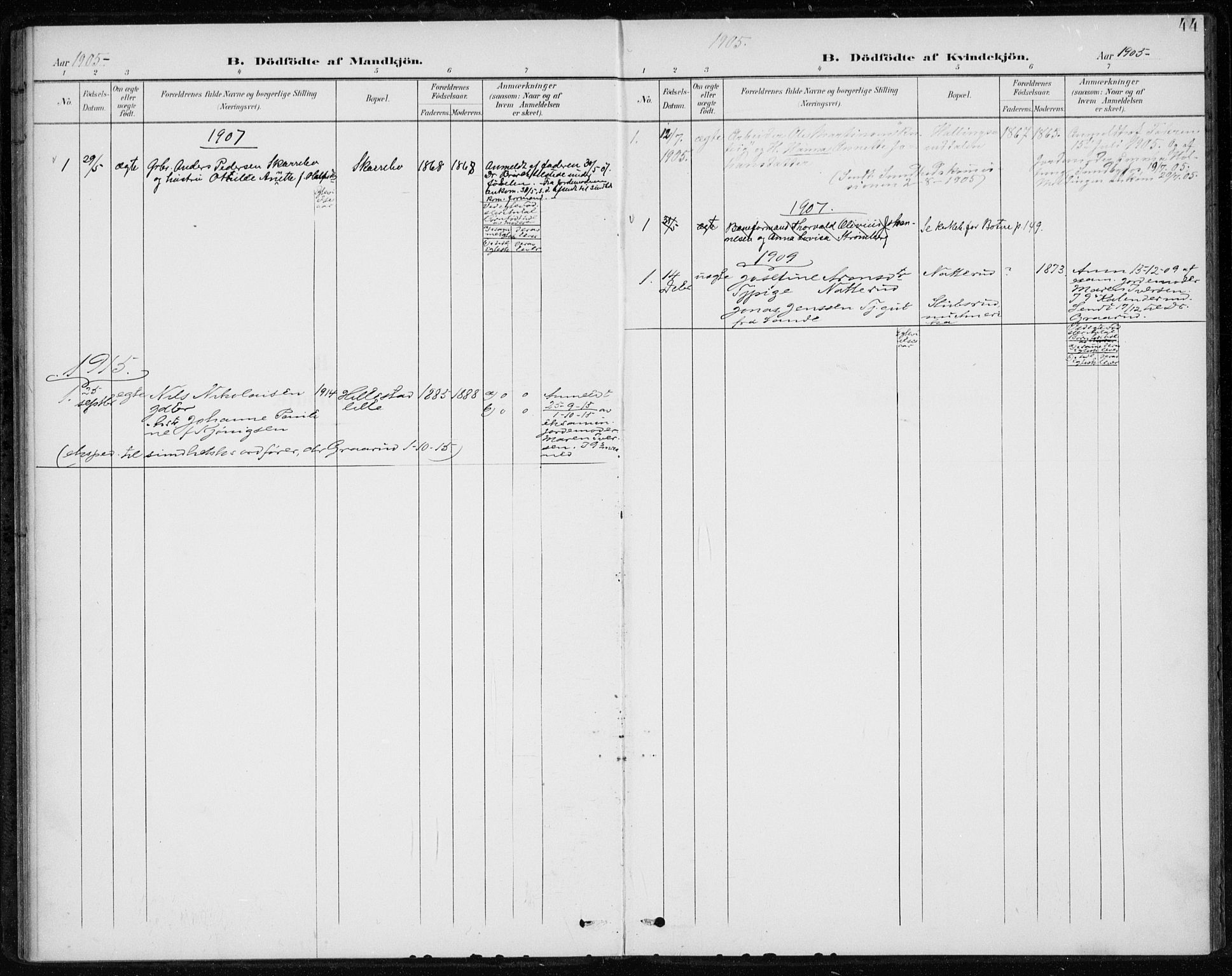 Botne kirkebøker, SAKO/A-340/F/Fb/L0002: Parish register (official) no. II 2, 1902-1915, p. 44