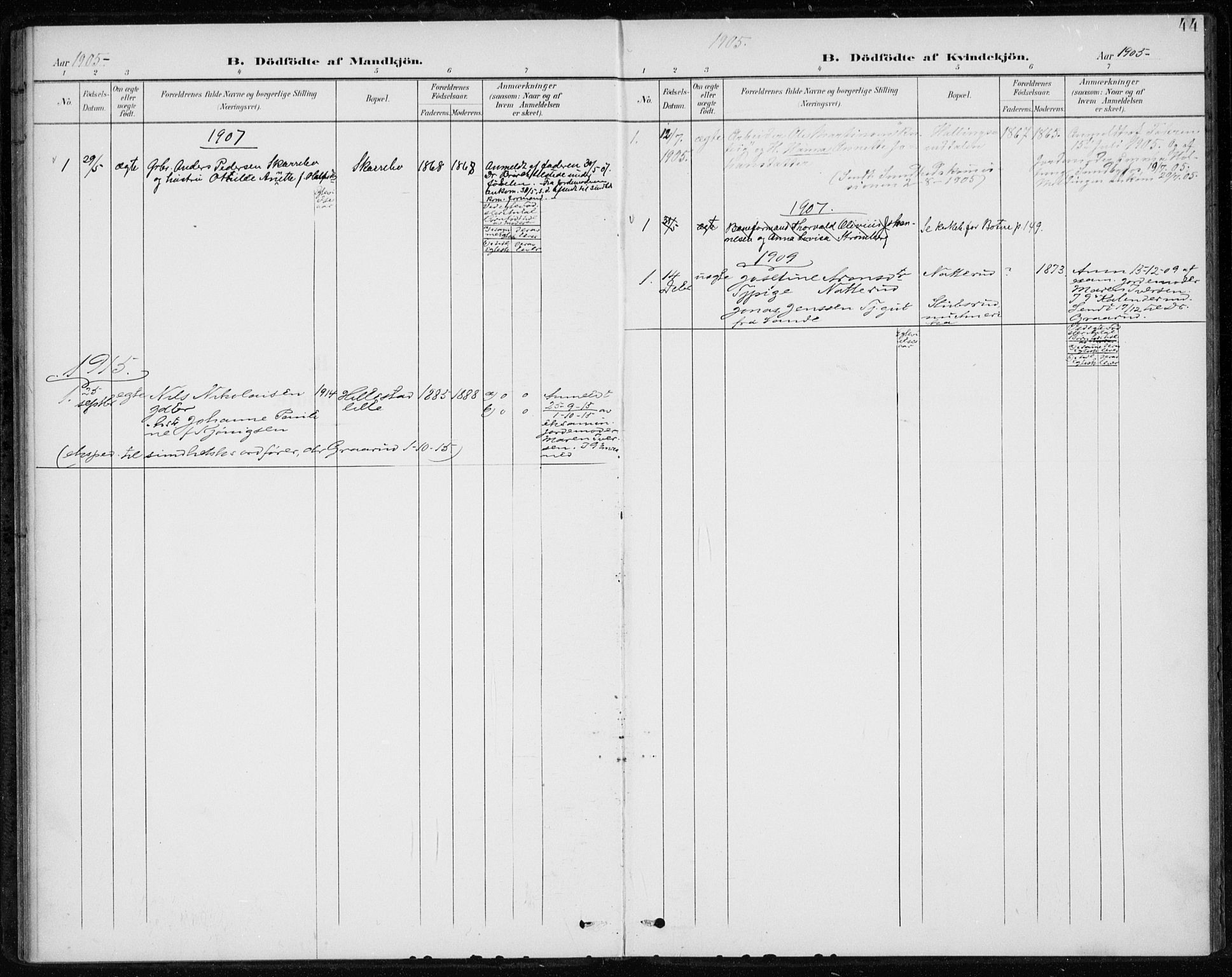 Botne kirkebøker, AV/SAKO-A-340/F/Fb/L0002: Parish register (official) no. II 2, 1902-1915, p. 44