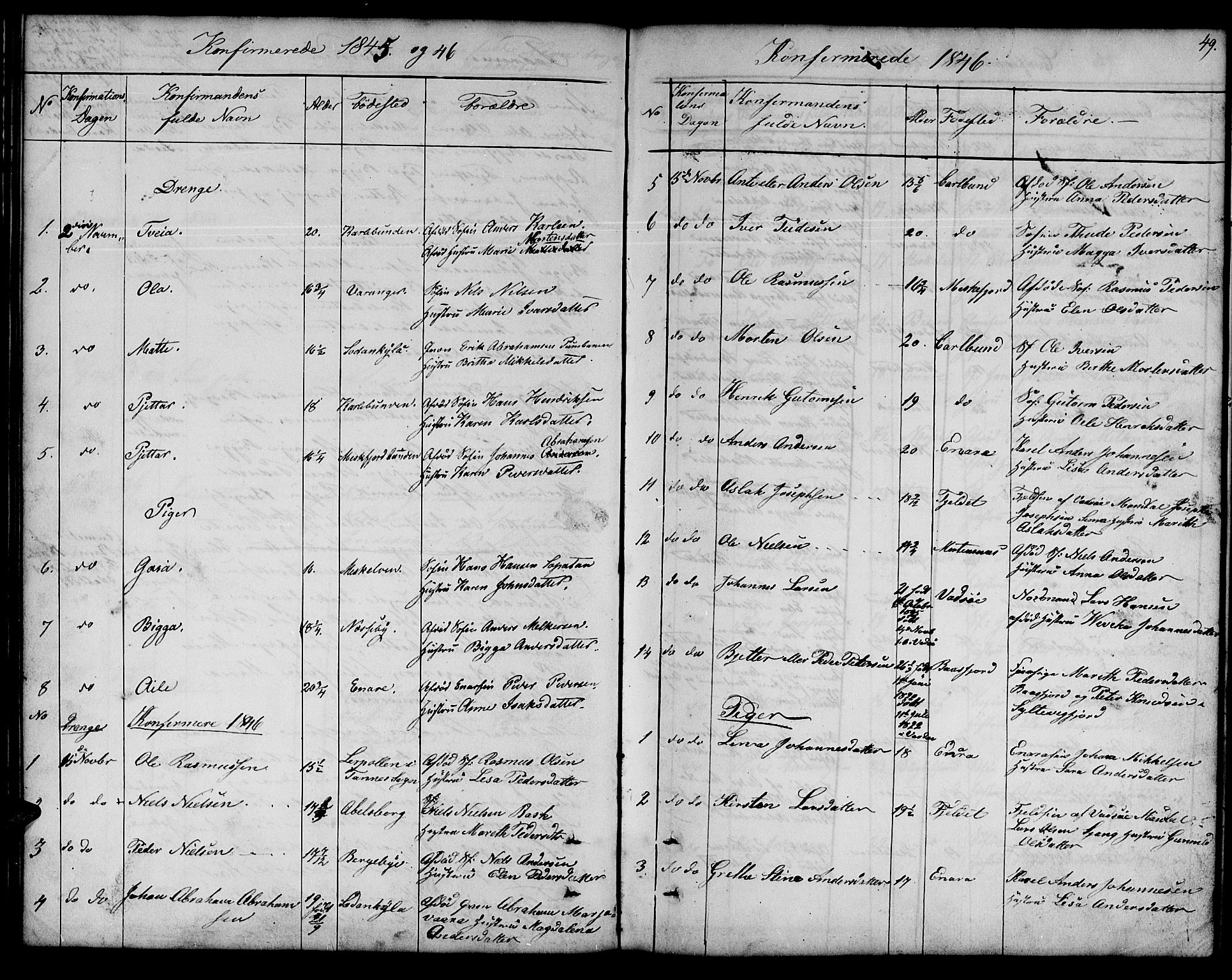 Nesseby sokneprestkontor, SATØ/S-1330/H/Hb/L0001klokker: Parish register (copy) no. 1, 1844-1861, p. 49