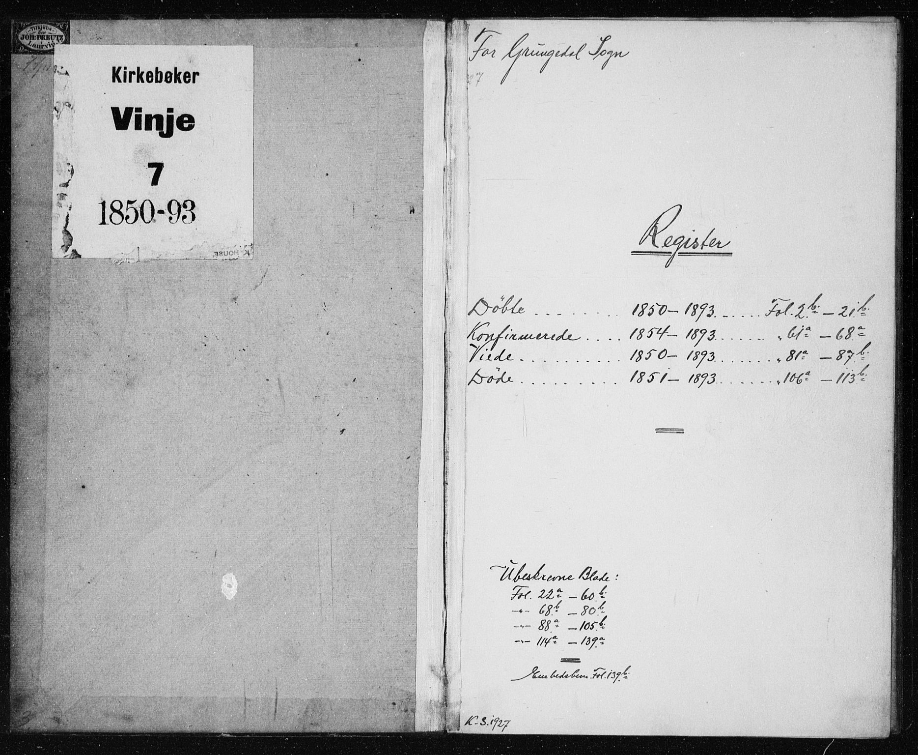 Vinje kirkebøker, SAKO/A-312/G/Gc/L0001: Parish register (copy) no. III 1, 1850-1893