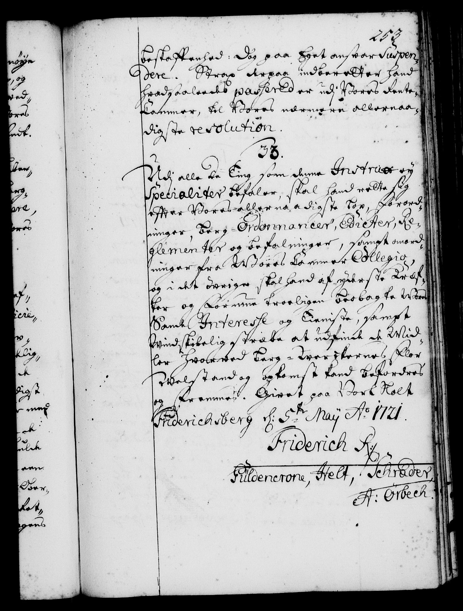 Rentekammeret, Kammerkanselliet, RA/EA-3111/G/Gg/Ggi/L0001: Norsk instruksjonsprotokoll med register (merket RK 53.34), 1720-1729, p. 253