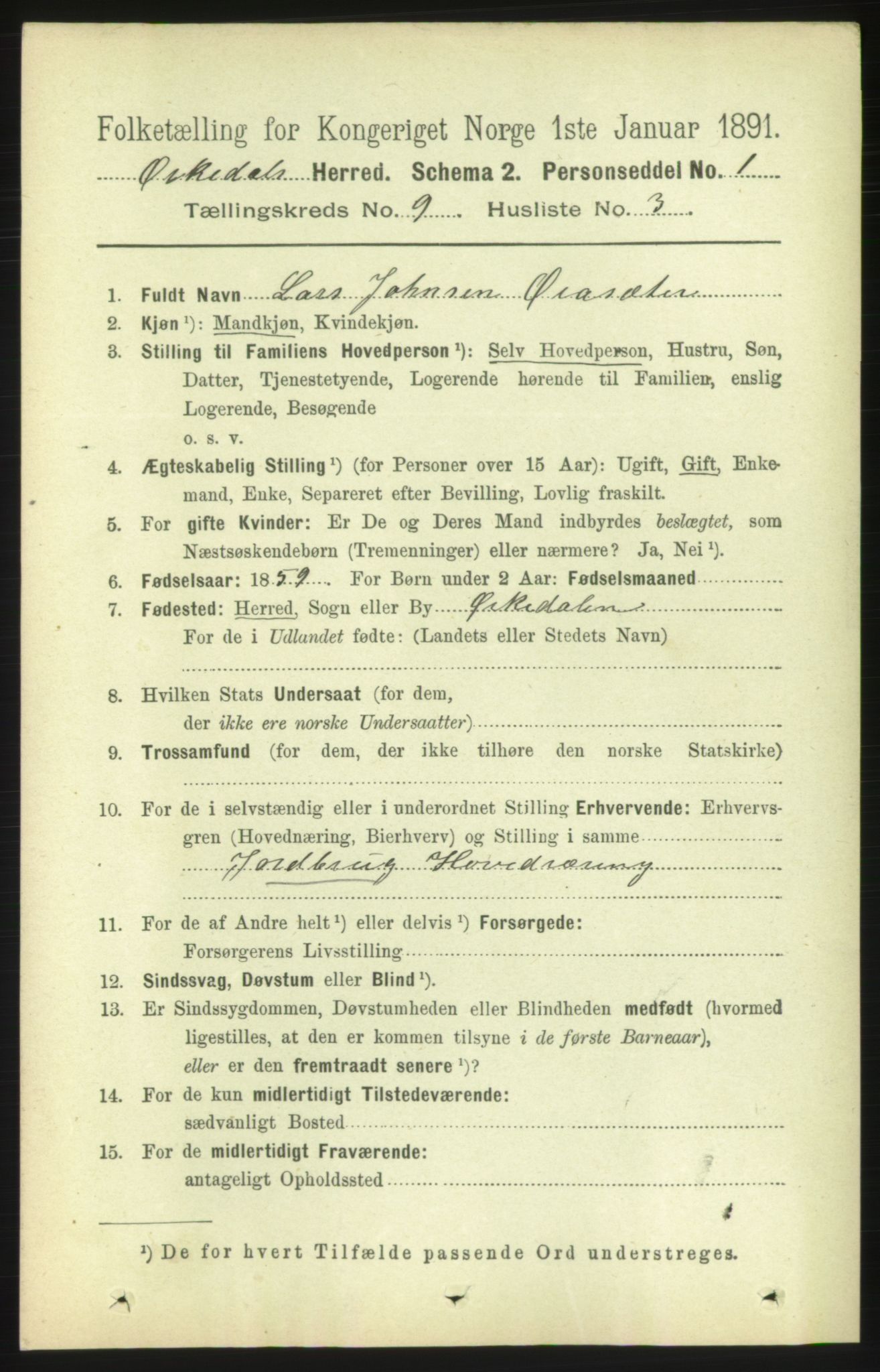 RA, 1891 census for 1638 Orkdal, 1891, p. 4279