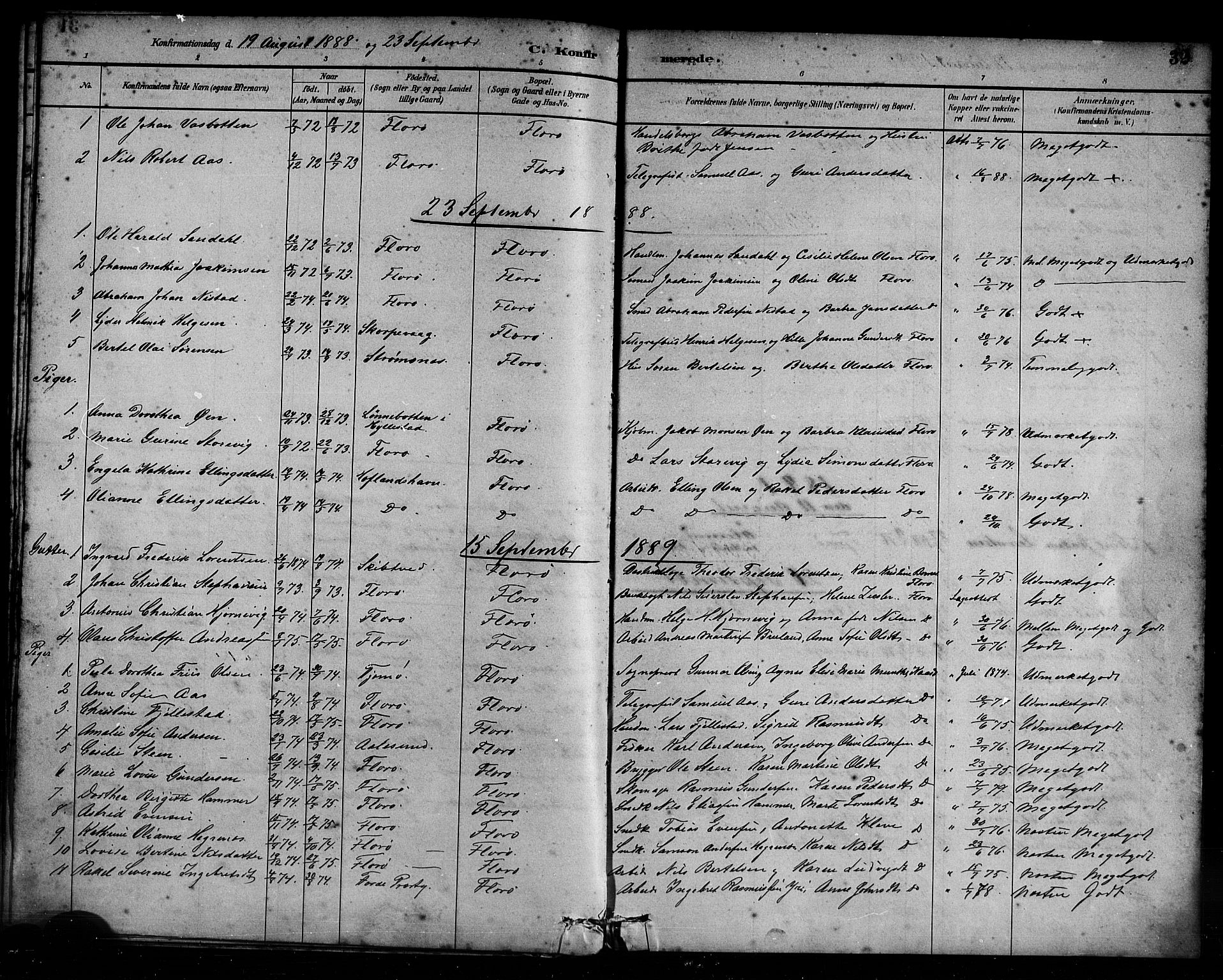 Kinn sokneprestembete, AV/SAB-A-80801/H/Haa/Haac/L0001: Parish register (official) no. C 1, 1883-1894, p. 32