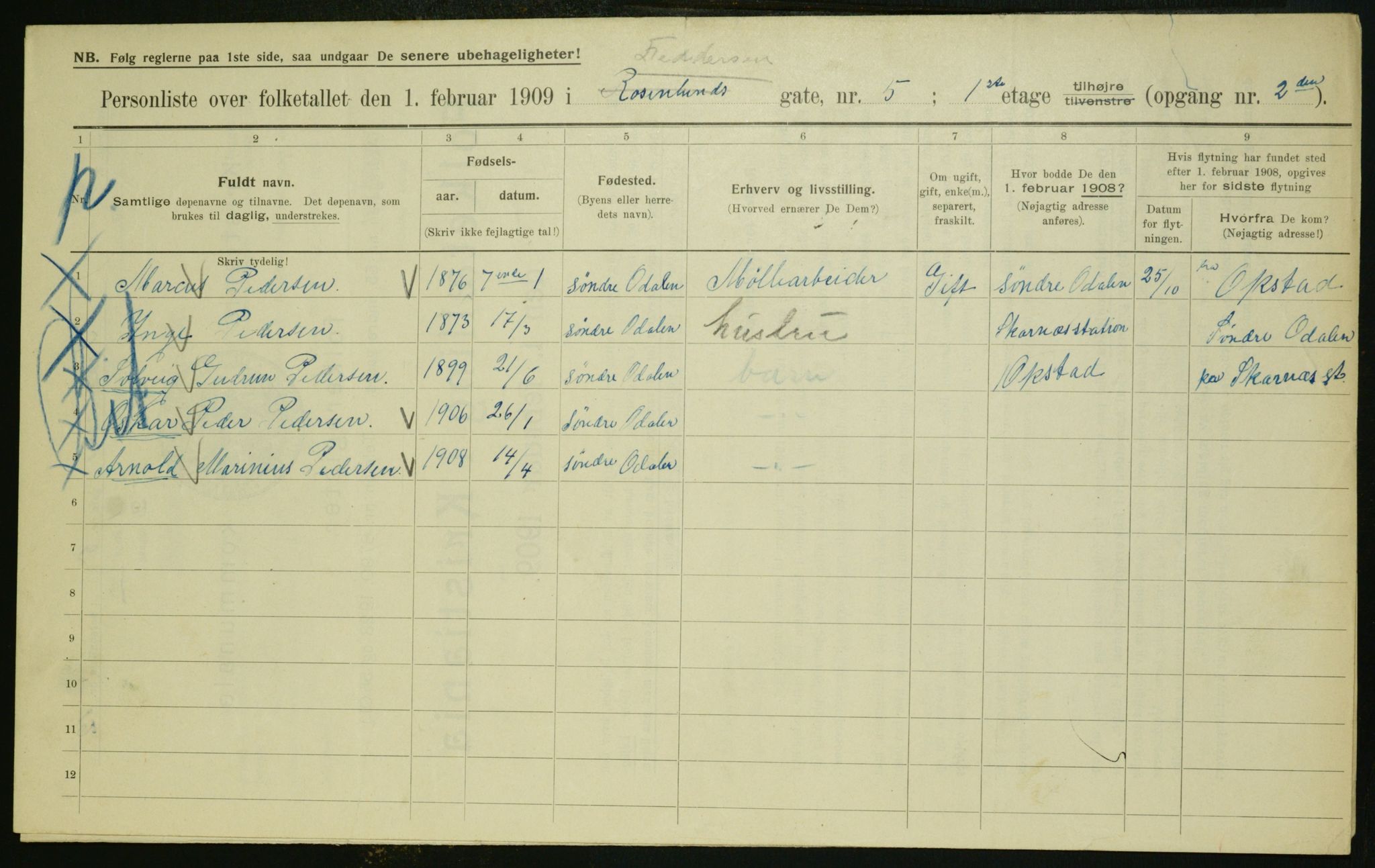 OBA, Municipal Census 1909 for Kristiania, 1909, p. 21698