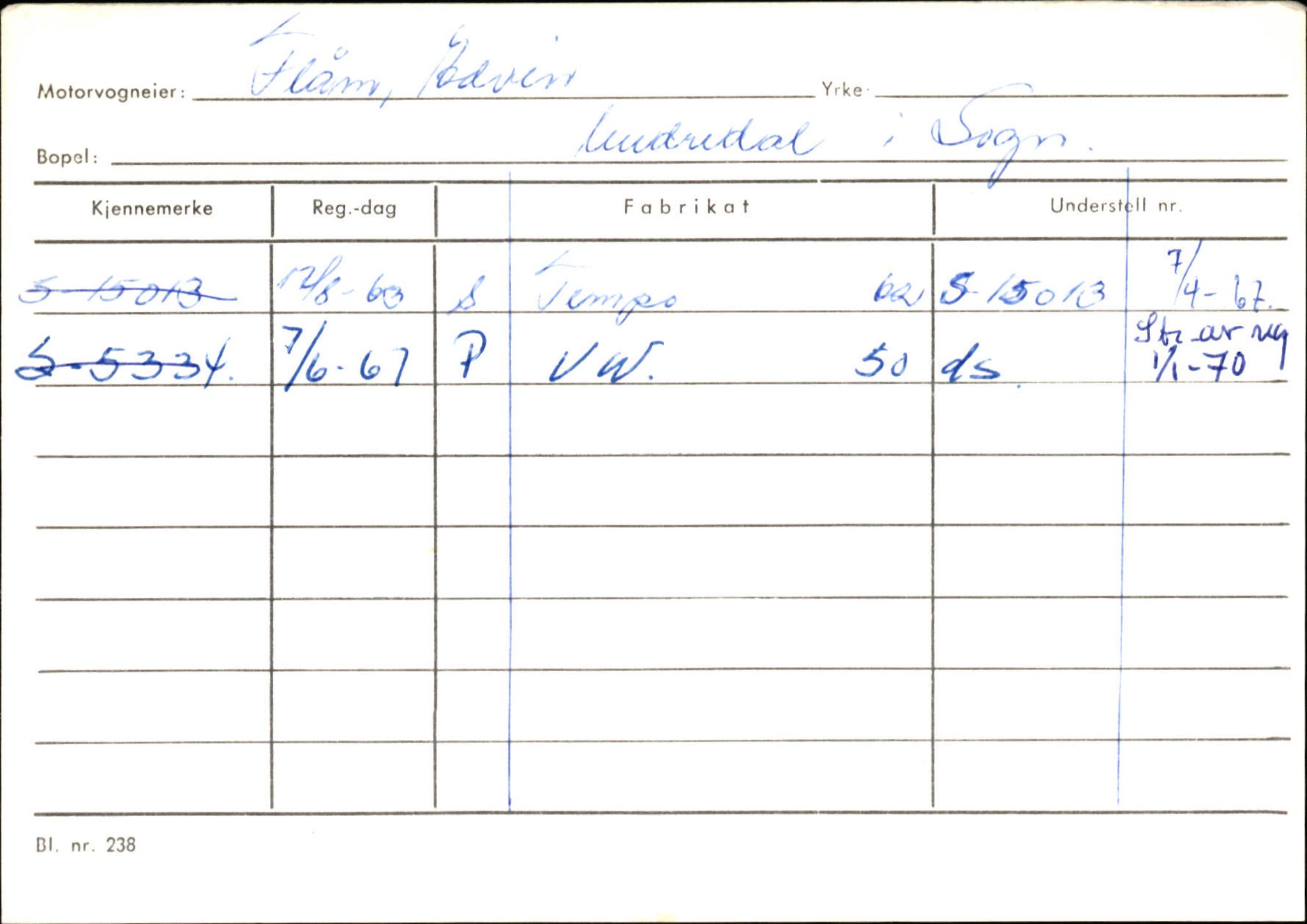 Statens vegvesen, Sogn og Fjordane vegkontor, SAB/A-5301/4/F/L0125: Eigarregister Sogndal V-Å. Aurland A-Å. Fjaler A-N, 1945-1975, p. 579