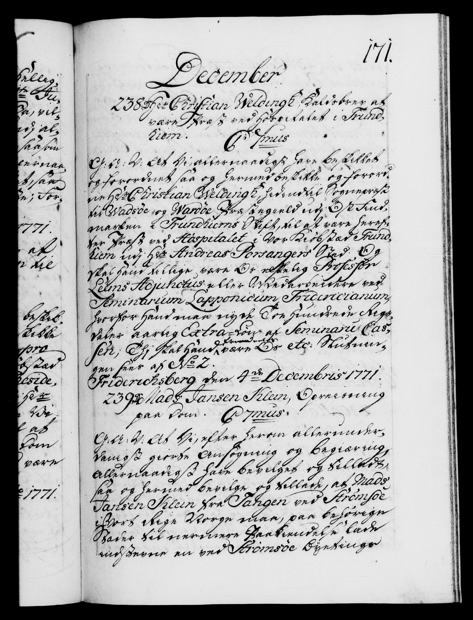 Danske Kanselli 1572-1799, RA/EA-3023/F/Fc/Fca/Fcaa/L0045: Norske registre "Norske eller 3. dept.s åpne brev, 1771-1773, p. 171a