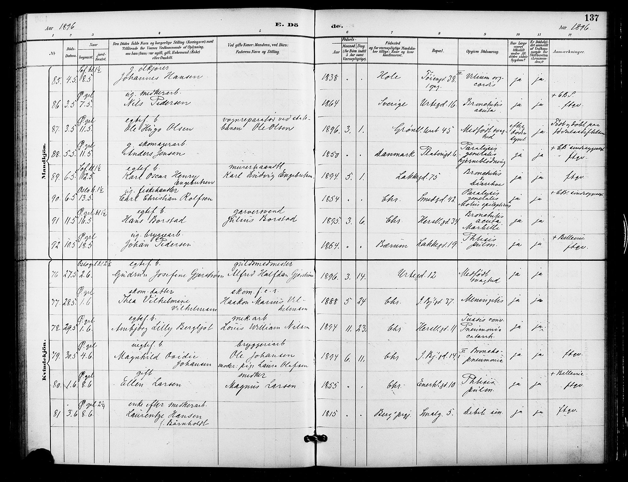 Grønland prestekontor Kirkebøker, SAO/A-10848/F/Fa/L0010: Parish register (official) no. 10, 1891-1898, p. 137