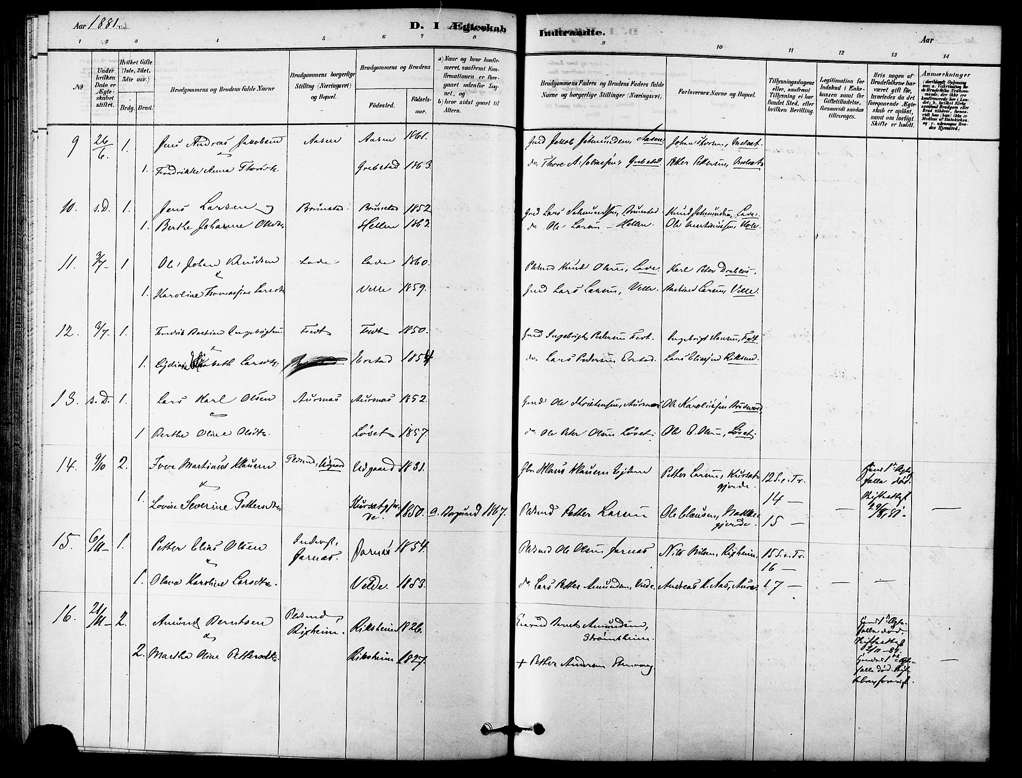 Ministerialprotokoller, klokkerbøker og fødselsregistre - Møre og Romsdal, AV/SAT-A-1454/523/L0334: Parish register (official) no. 523A01, 1878-1891