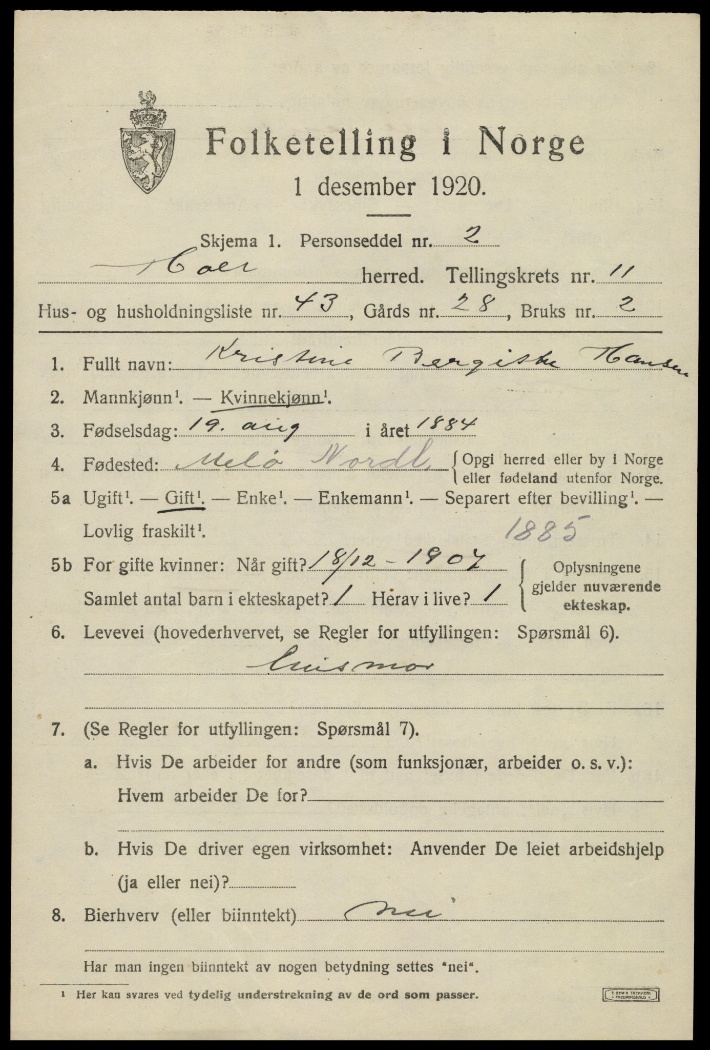 SAK, 1920 census for Holt, 1920, p. 6604