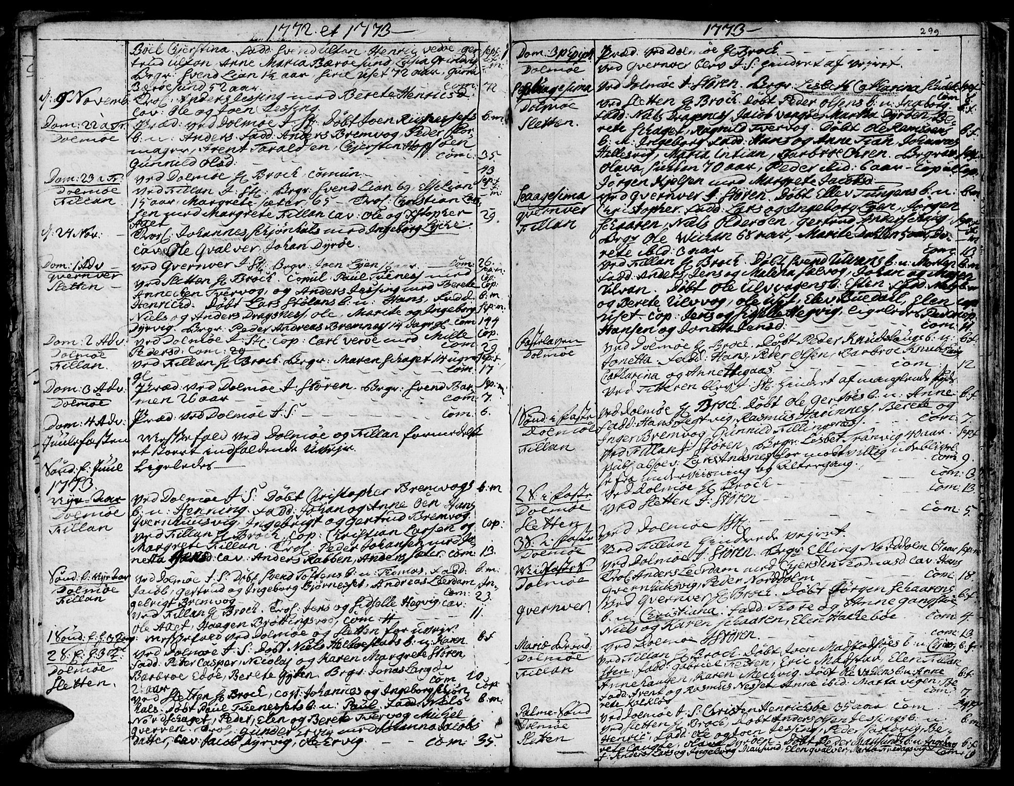 Ministerialprotokoller, klokkerbøker og fødselsregistre - Sør-Trøndelag, SAT/A-1456/634/L0525: Parish register (official) no. 634A01, 1736-1775, p. 299