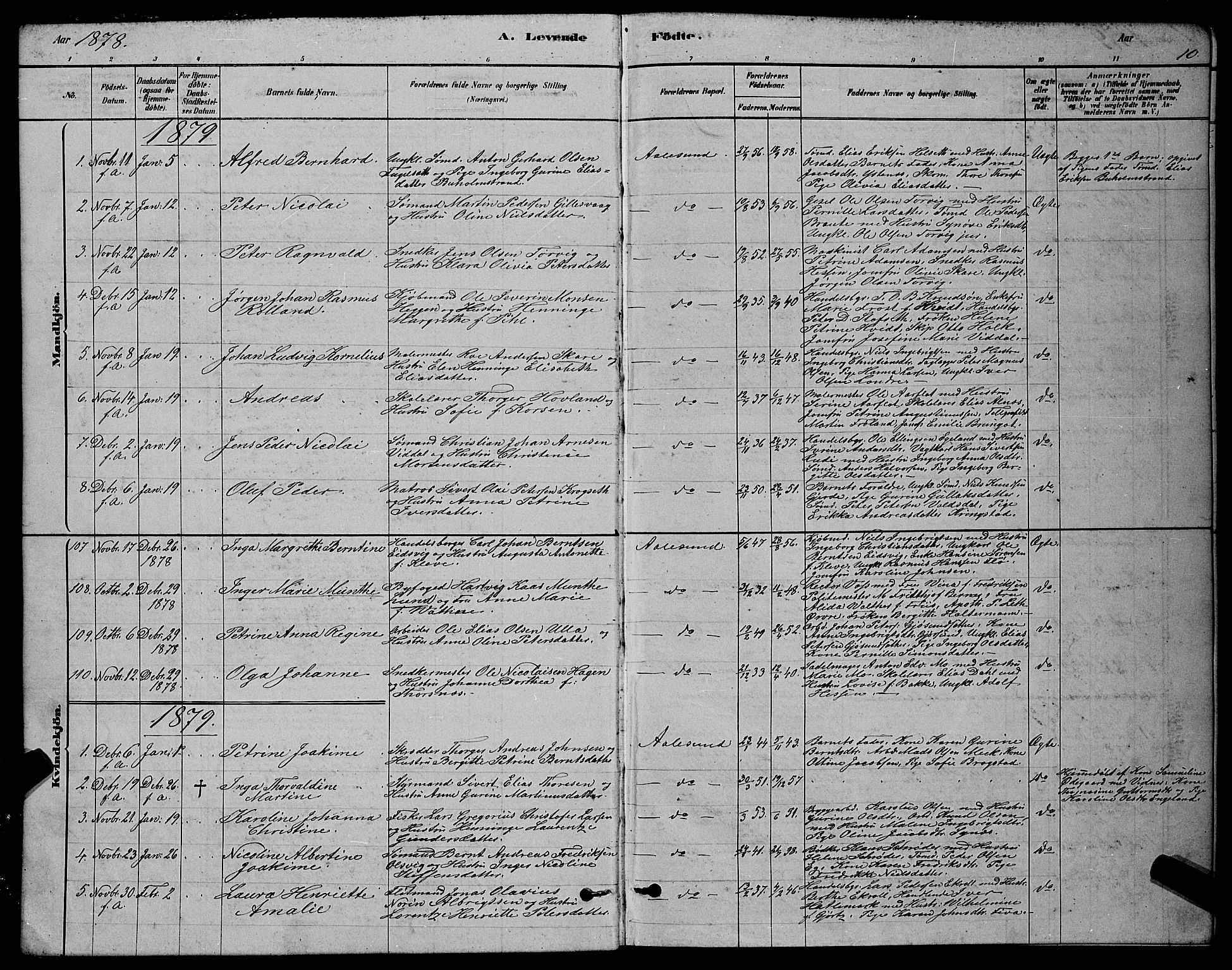 Ministerialprotokoller, klokkerbøker og fødselsregistre - Møre og Romsdal, SAT/A-1454/529/L0466: Parish register (copy) no. 529C03, 1878-1888, p. 10