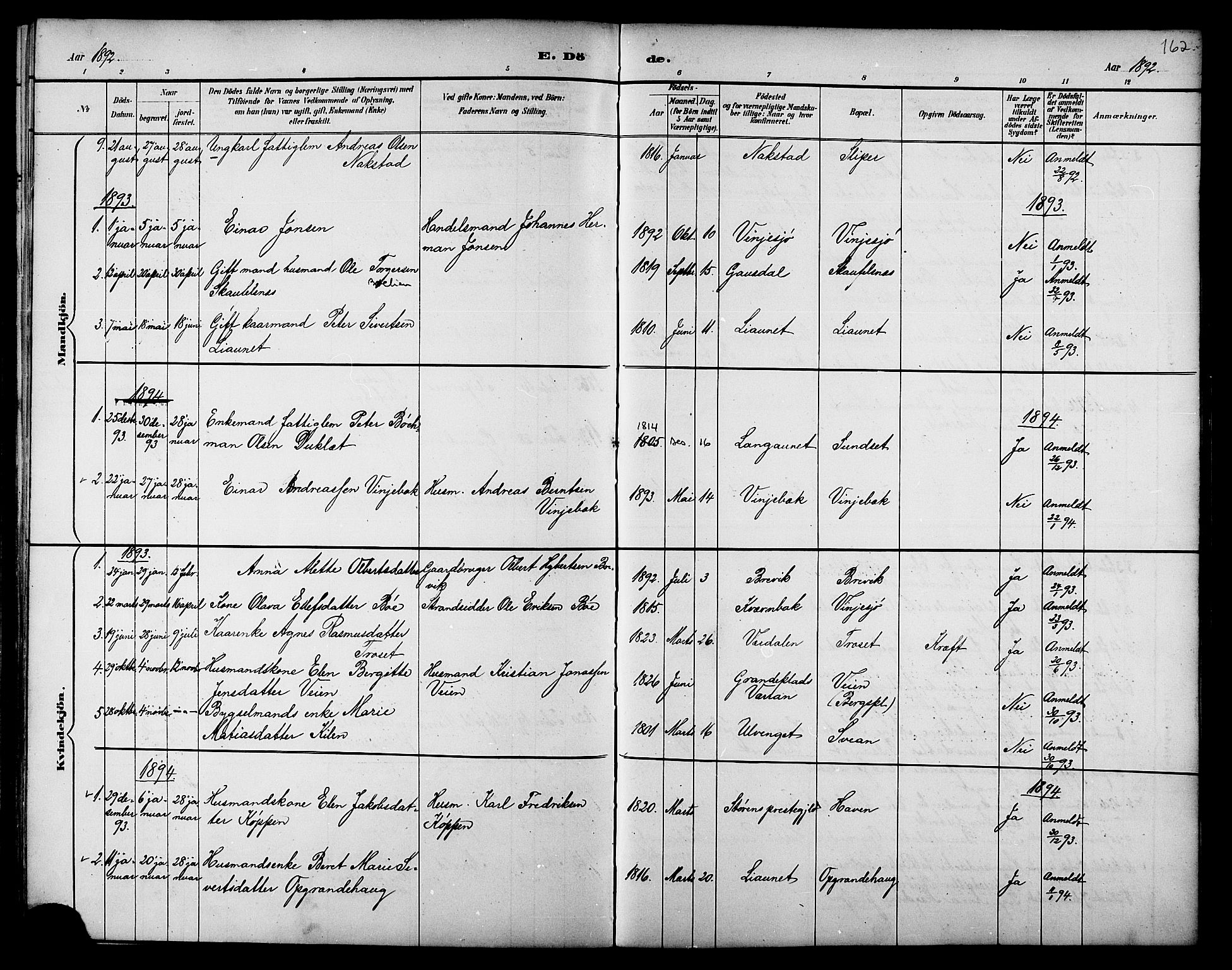 Ministerialprotokoller, klokkerbøker og fødselsregistre - Nord-Trøndelag, SAT/A-1458/733/L0327: Parish register (copy) no. 733C02, 1888-1918, p. 162