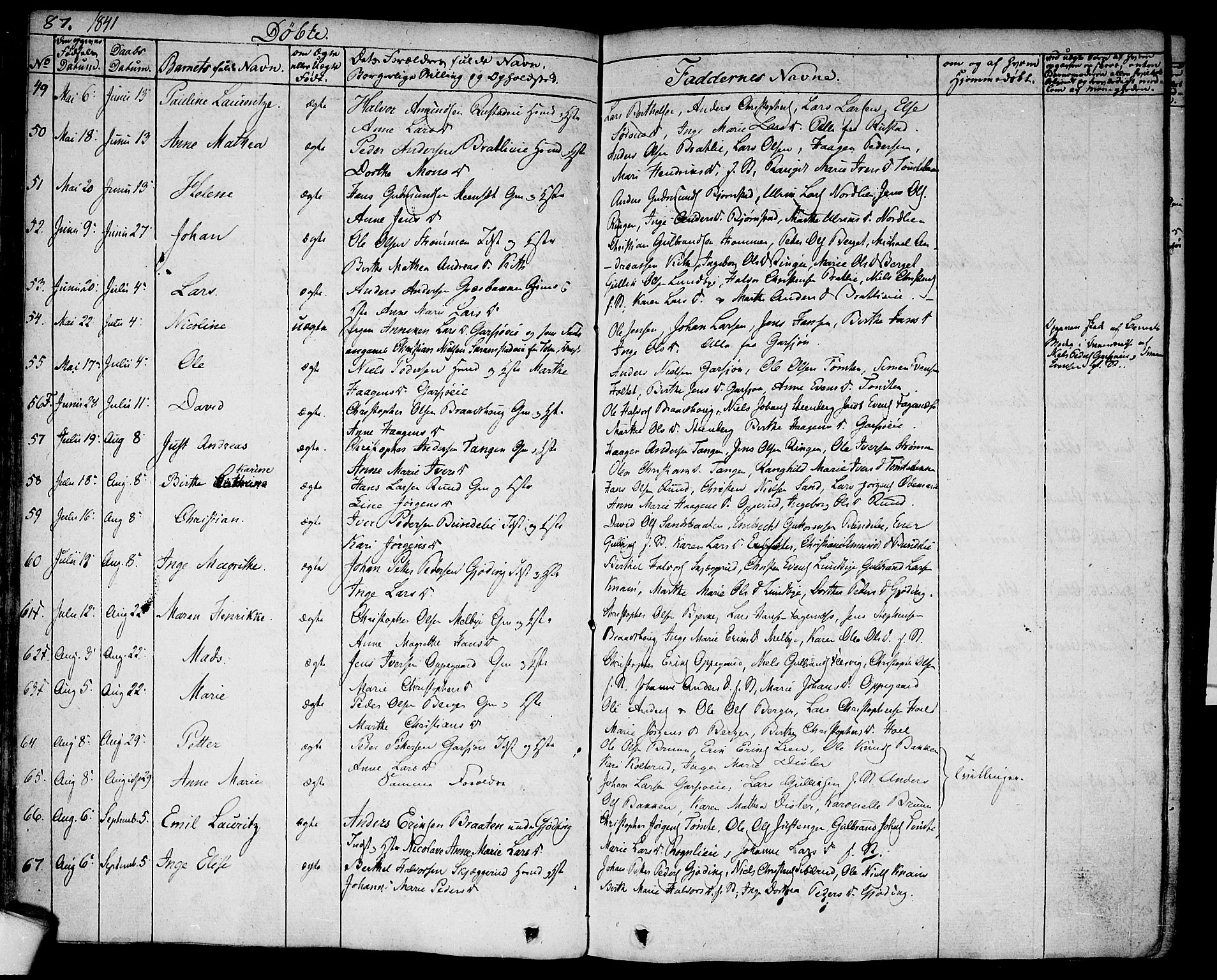 Hurdal prestekontor Kirkebøker, AV/SAO-A-10889/F/Fa/L0004: Parish register (official) no. I 4, 1828-1845, p. 87