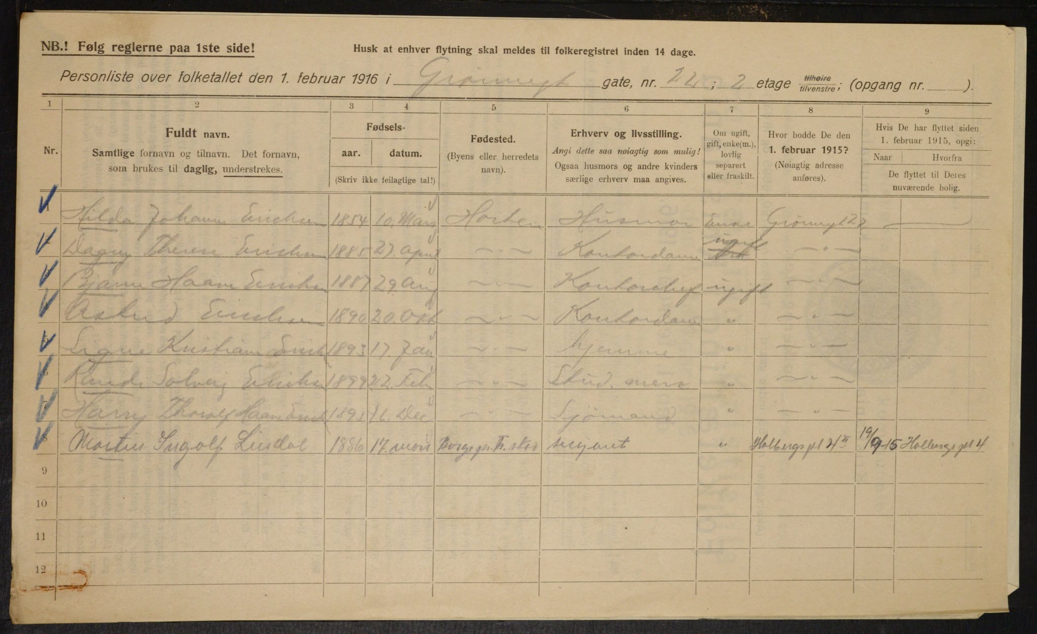 OBA, Municipal Census 1916 for Kristiania, 1916, p. 32968