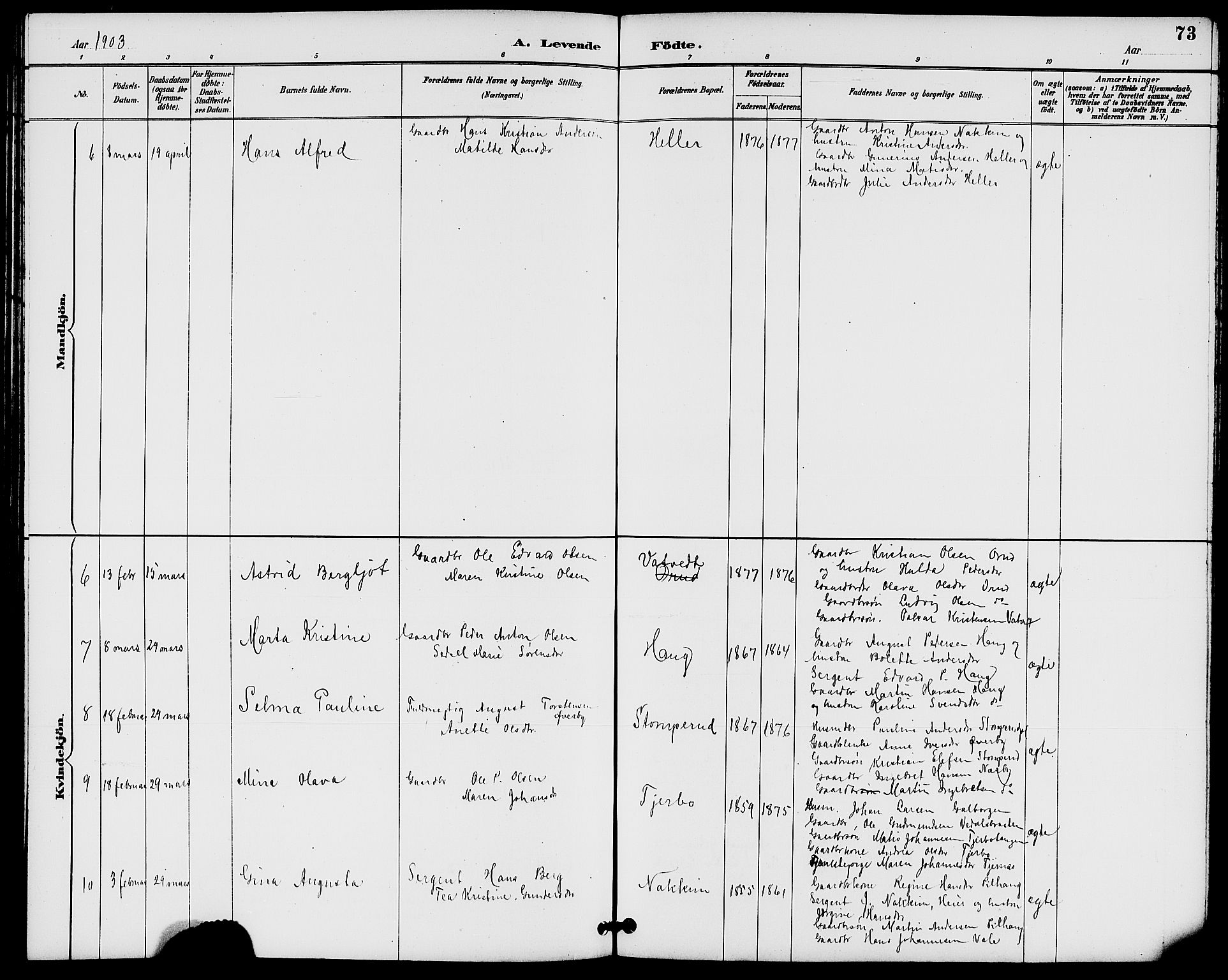 Rakkestad prestekontor Kirkebøker, AV/SAO-A-2008/G/Gb/L0001: Parish register (copy) no. II 1, 1887-1909, p. 73