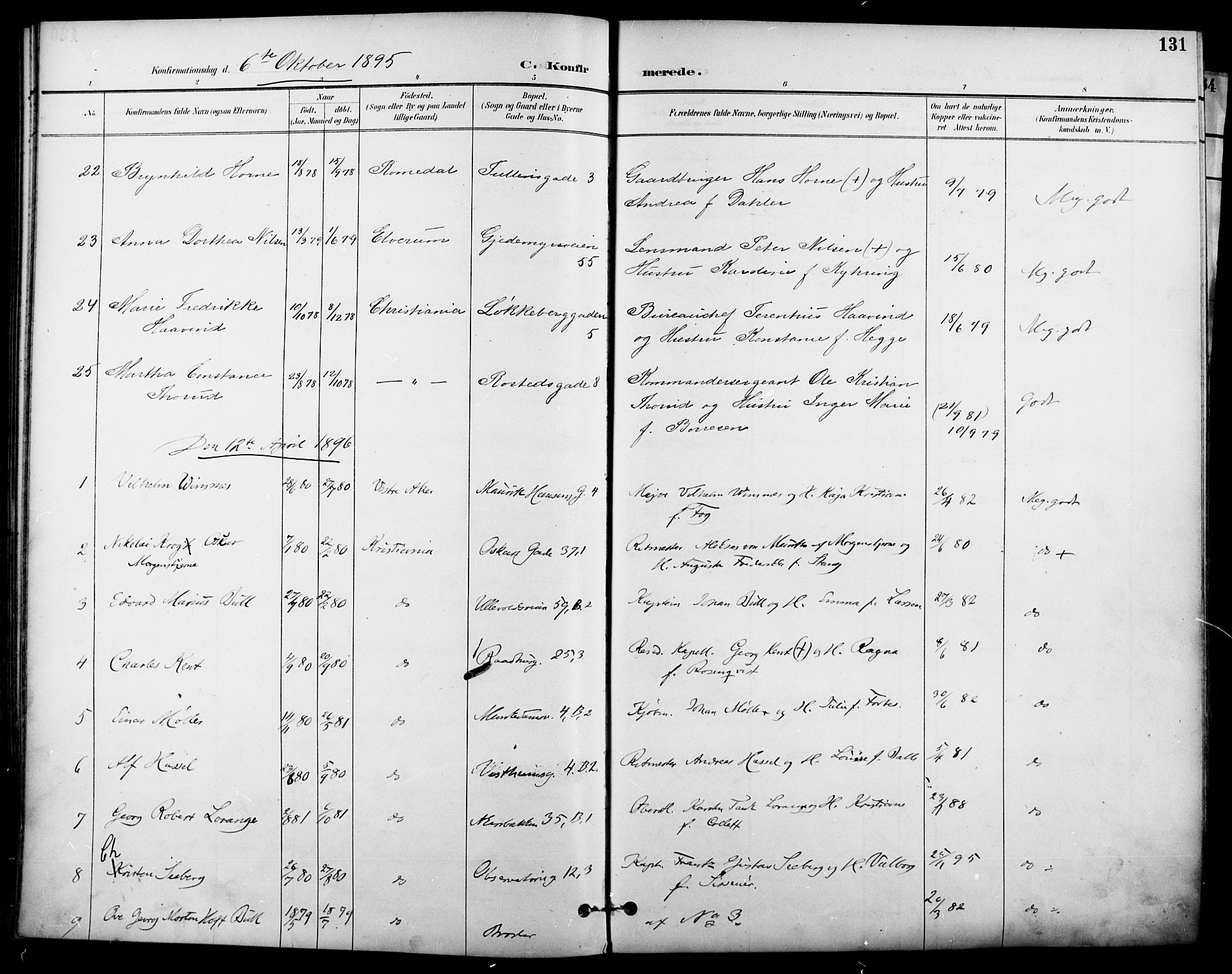 Garnisonsmenigheten Kirkebøker, AV/SAO-A-10846/F/Fa/L0013: Parish register (official) no. 13, 1894-1904, p. 131