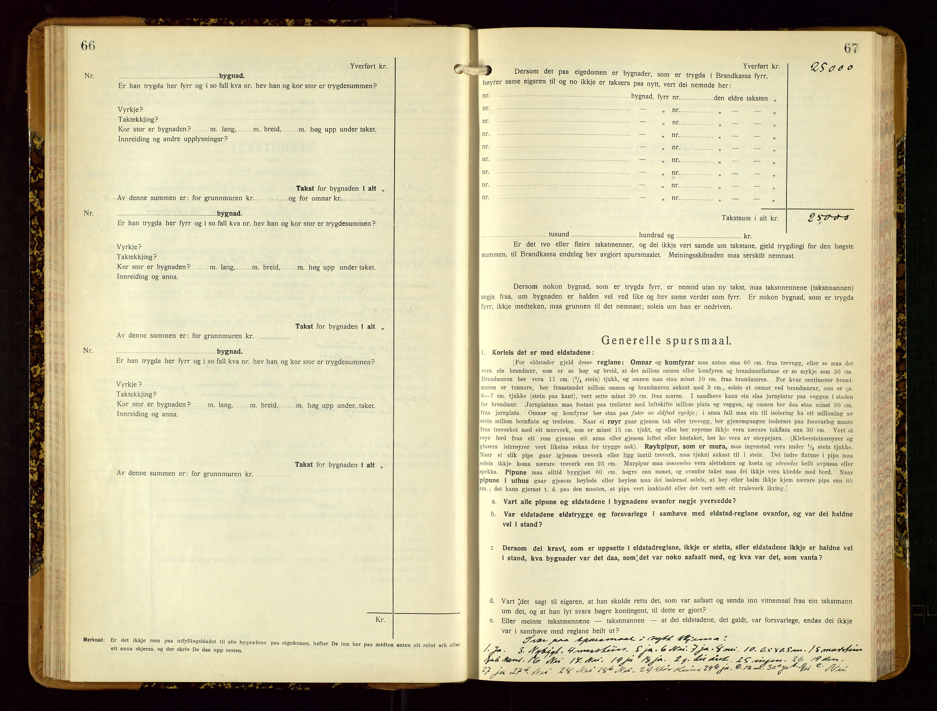 Suldal lensmannskontor, AV/SAST-A-100419/Gob/L0003: Branntakstprotokoll, 1924-1955, p. 66-67