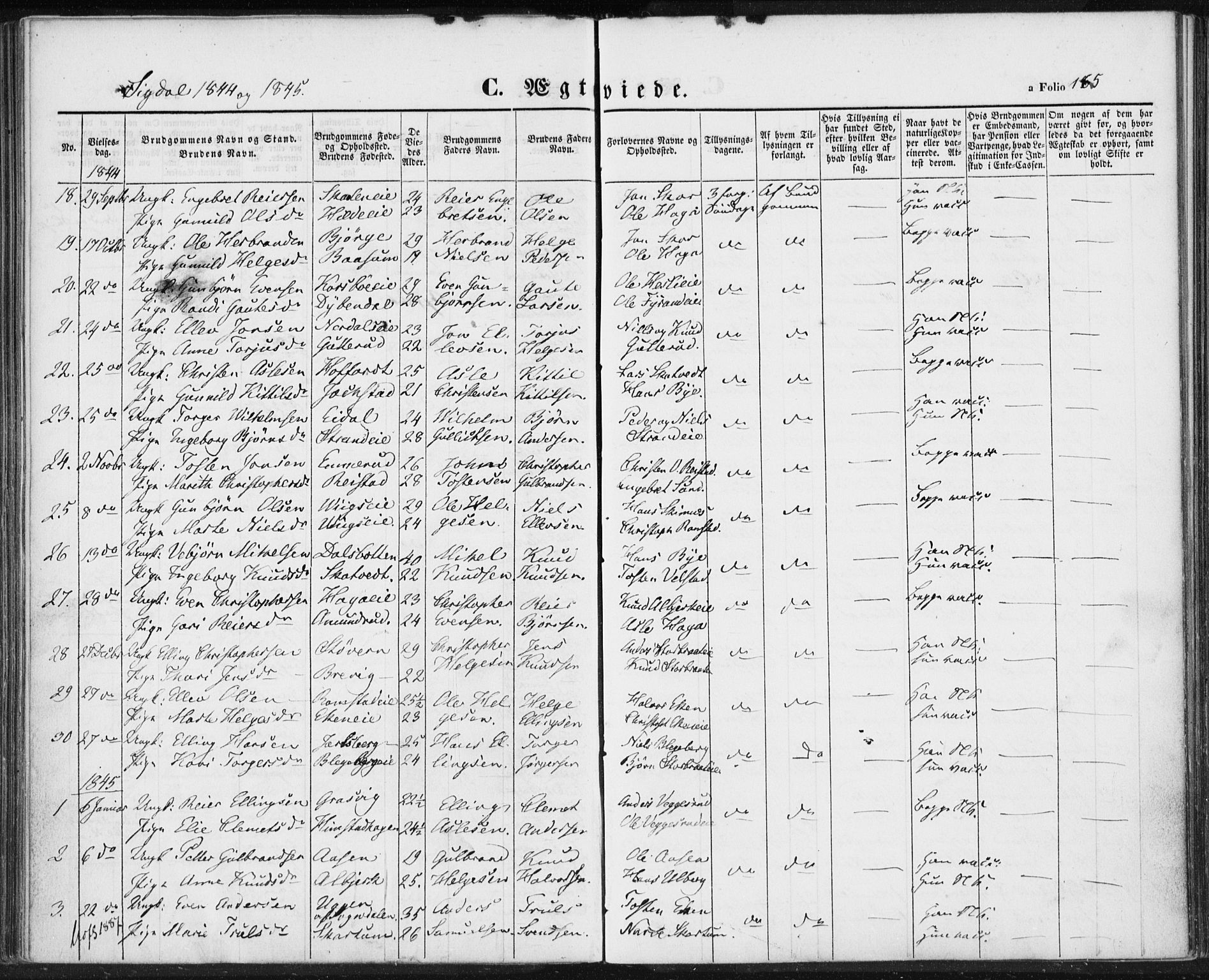 Sigdal kirkebøker, SAKO/A-245/F/Fa/L0007: Parish register (official) no. I 7, 1844-1849, p. 165