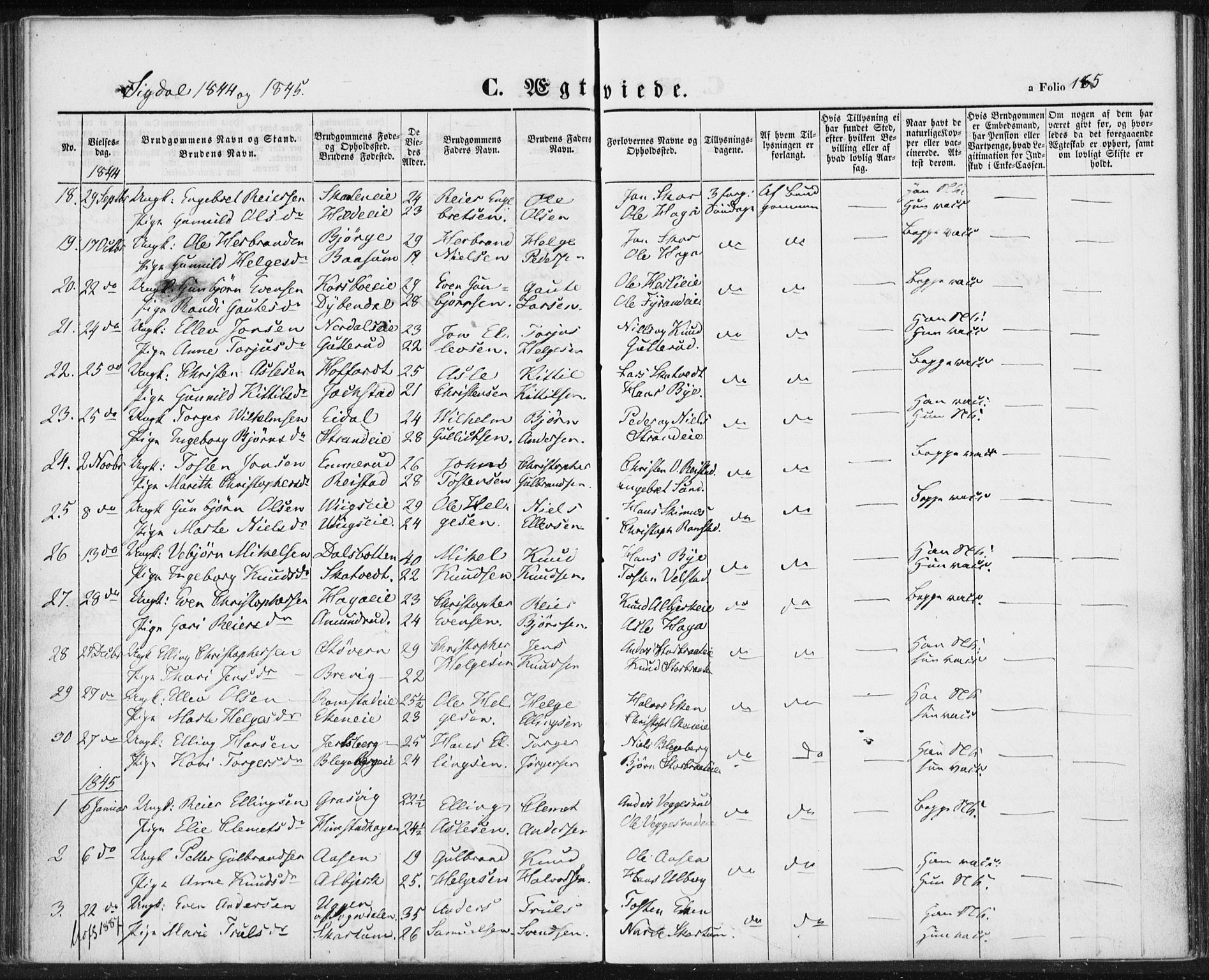 Sigdal kirkebøker, AV/SAKO-A-245/F/Fa/L0007: Parish register (official) no. I 7, 1844-1849, p. 165