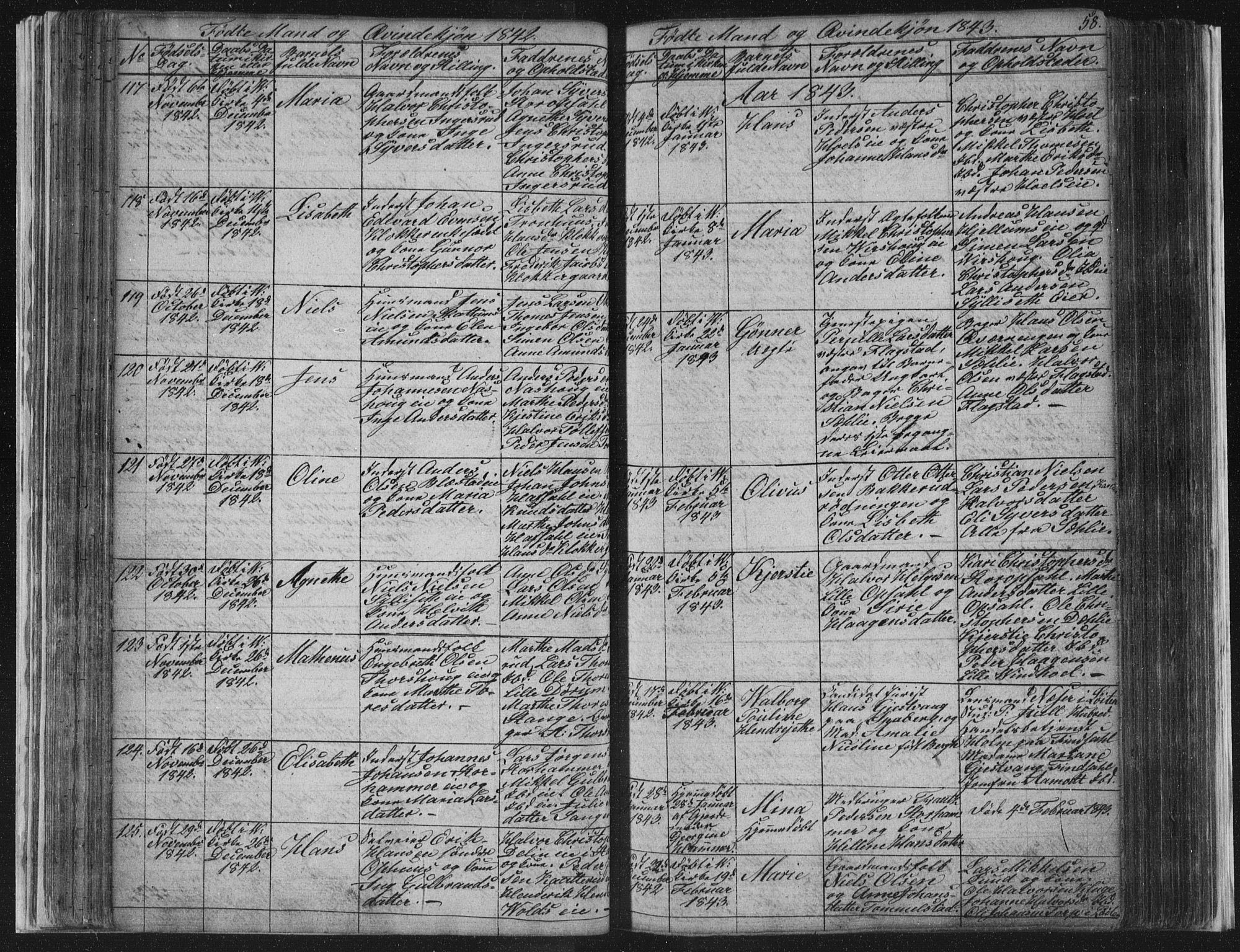 Vang prestekontor, Hedmark, SAH/PREST-008/H/Ha/Hab/L0008: Parish register (copy) no. 8, 1832-1854, p. 58