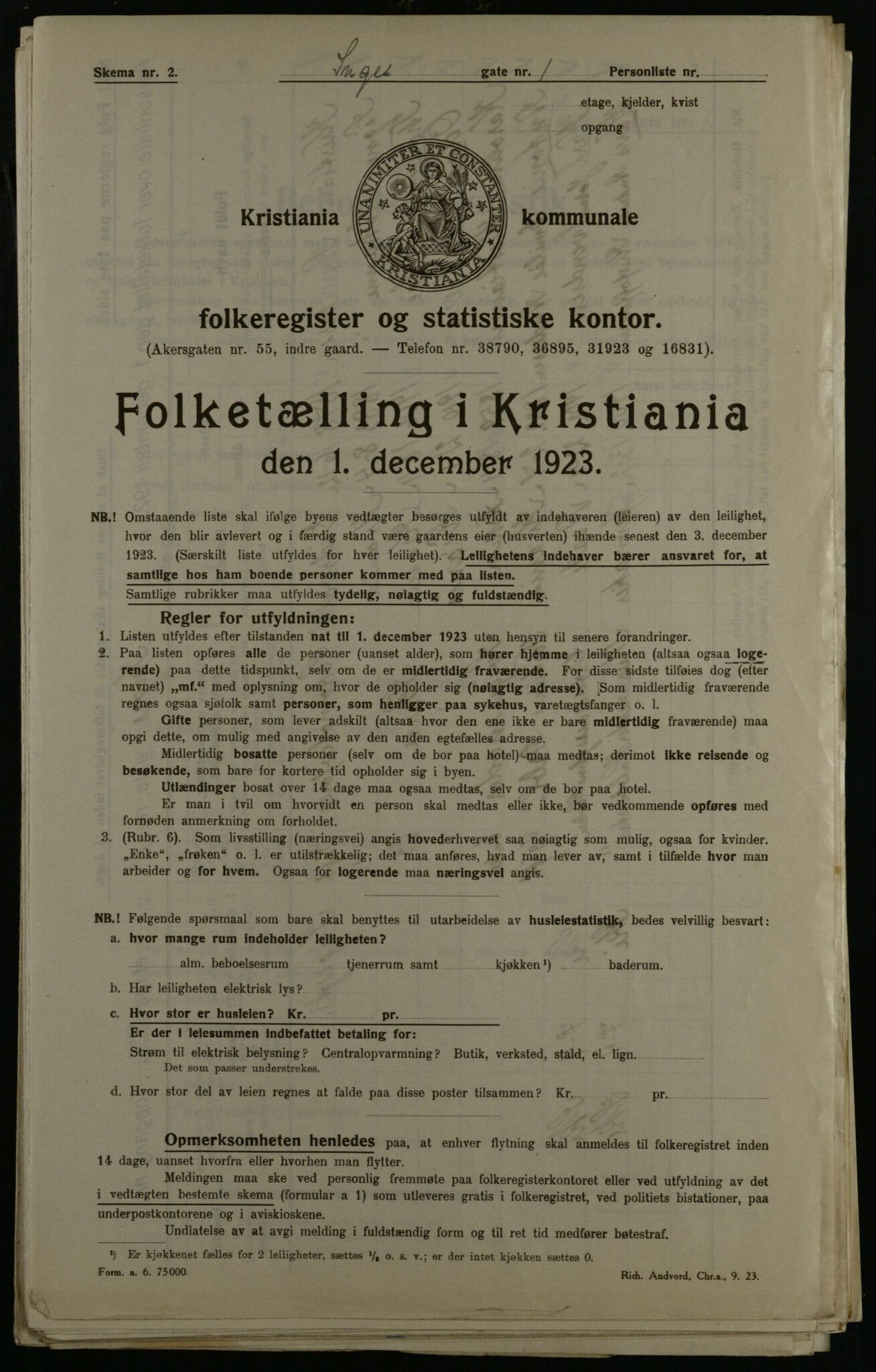 OBA, Municipal Census 1923 for Kristiania, 1923, p. 49073