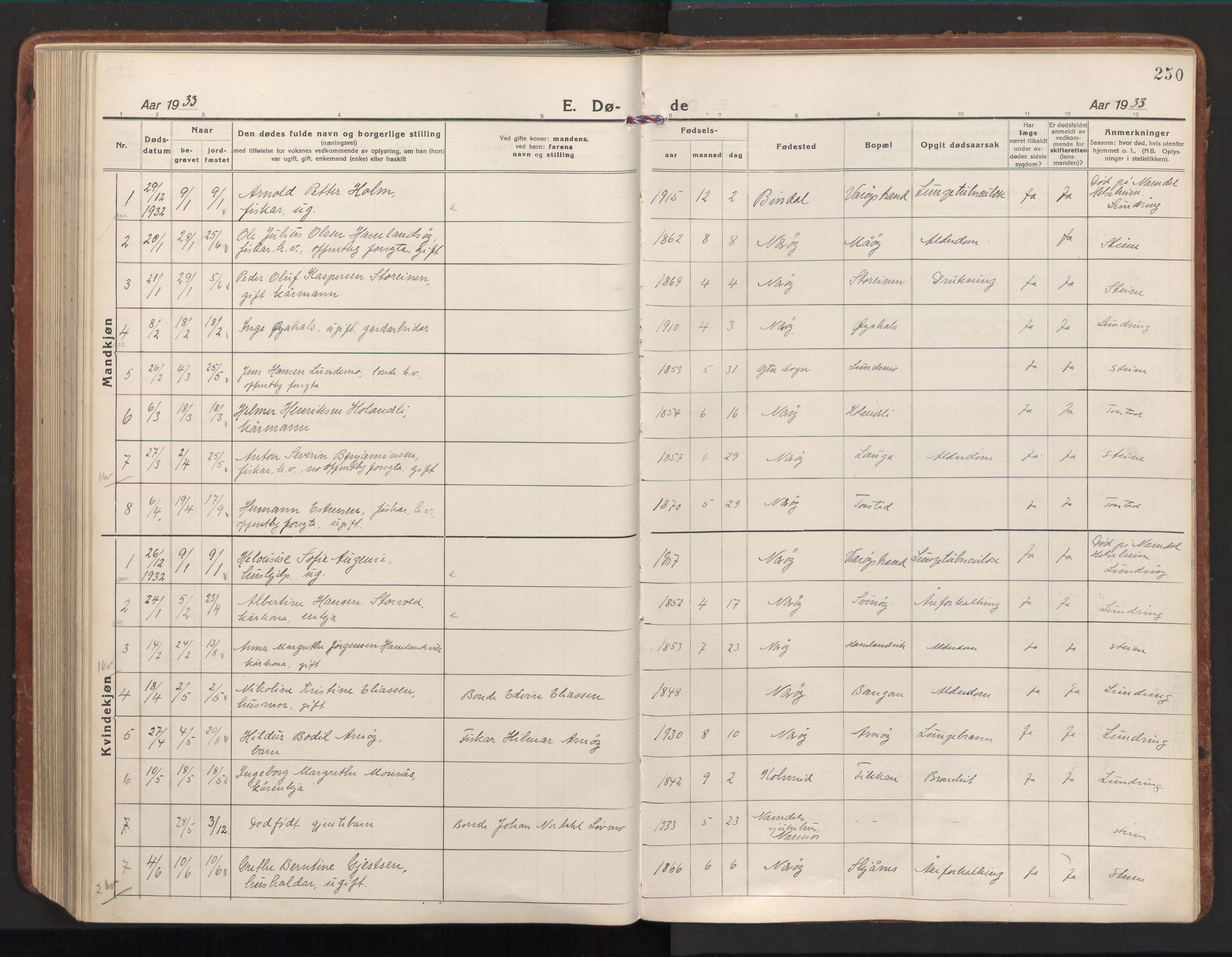 Ministerialprotokoller, klokkerbøker og fødselsregistre - Nord-Trøndelag, SAT/A-1458/784/L0678: Parish register (official) no. 784A13, 1921-1938, p. 250