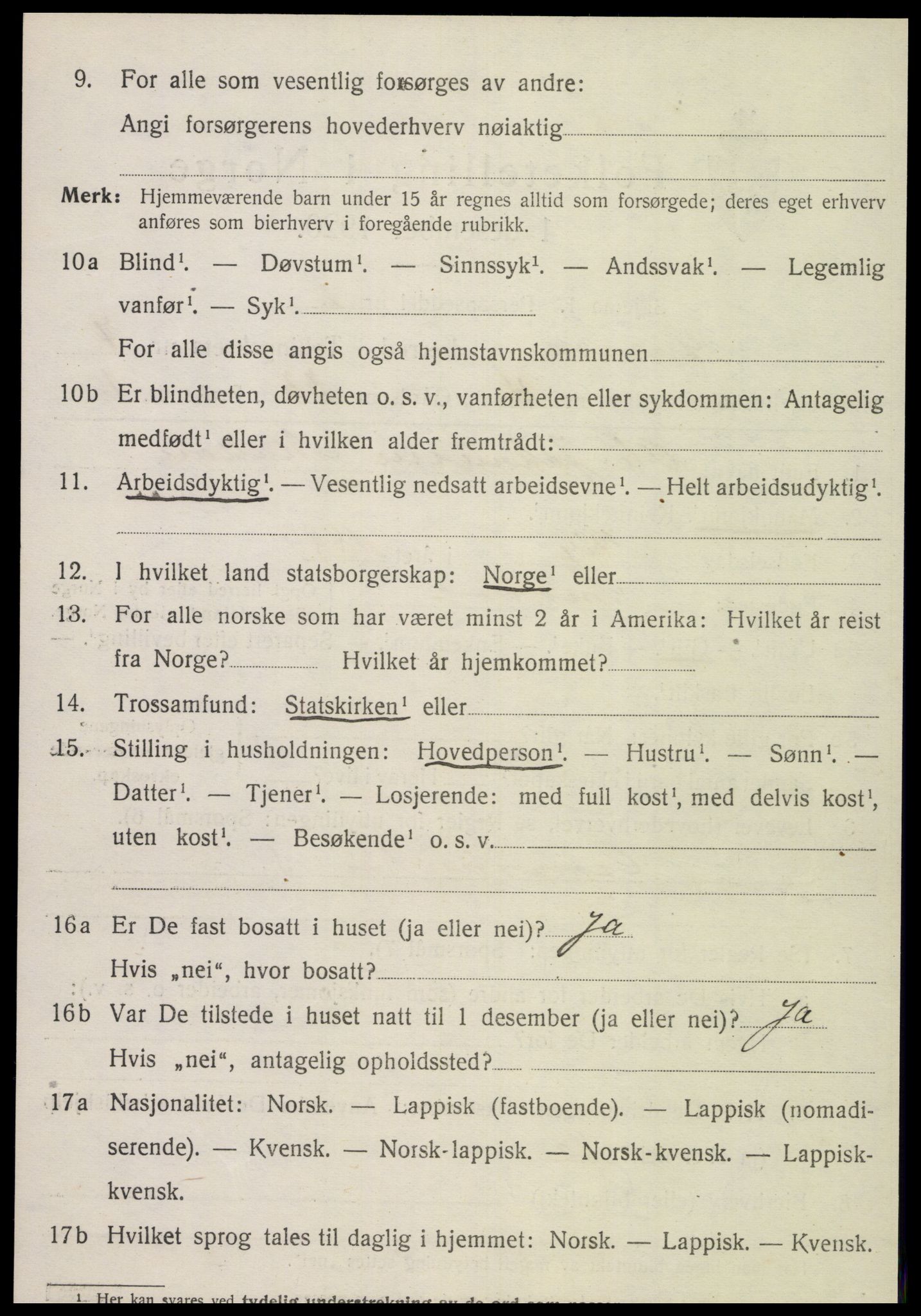 SAT, 1920 census for Snåsa, 1920, p. 2947