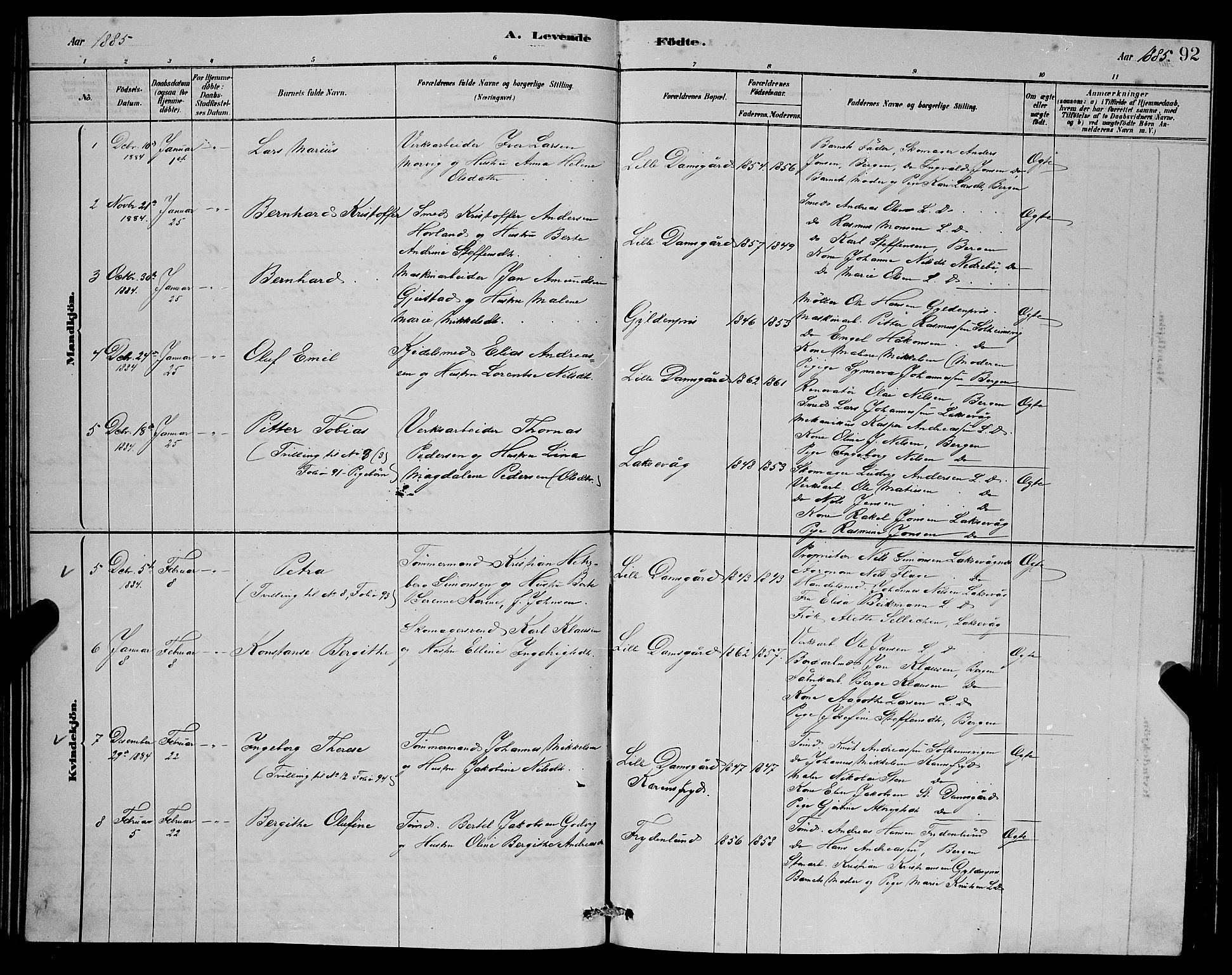 Laksevåg Sokneprestembete, SAB/A-76501/H/Ha/Hab/Haba/L0002: Parish register (copy) no. A 2, 1877-1887, p. 92