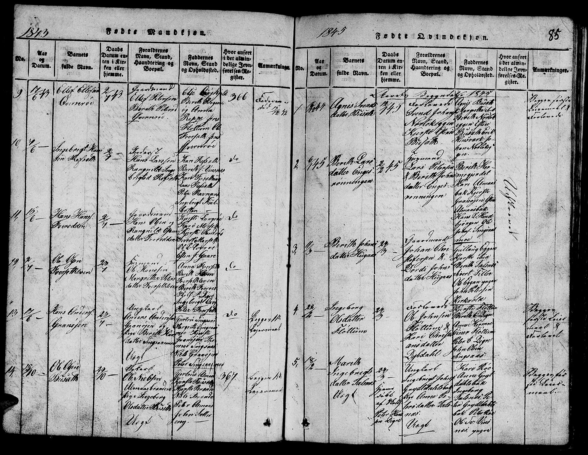 Ministerialprotokoller, klokkerbøker og fødselsregistre - Sør-Trøndelag, SAT/A-1456/688/L1026: Parish register (copy) no. 688C01, 1817-1860, p. 85
