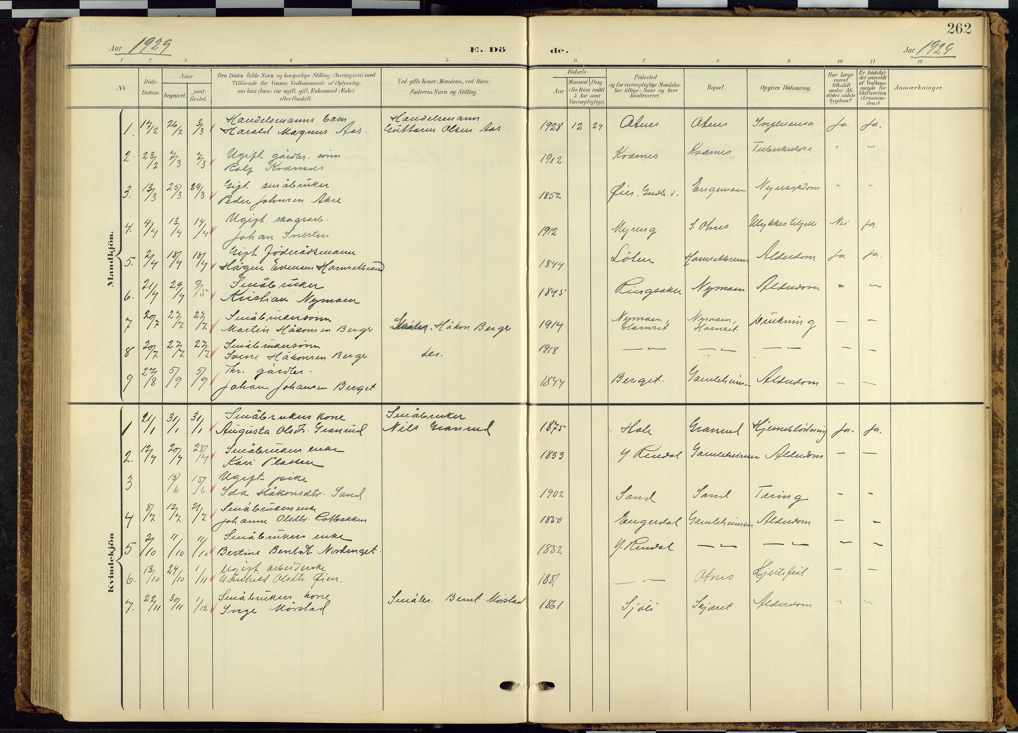 Rendalen prestekontor, SAH/PREST-054/H/Ha/Hab/L0010: Parish register (copy) no. 10, 1903-1940, p. 262
