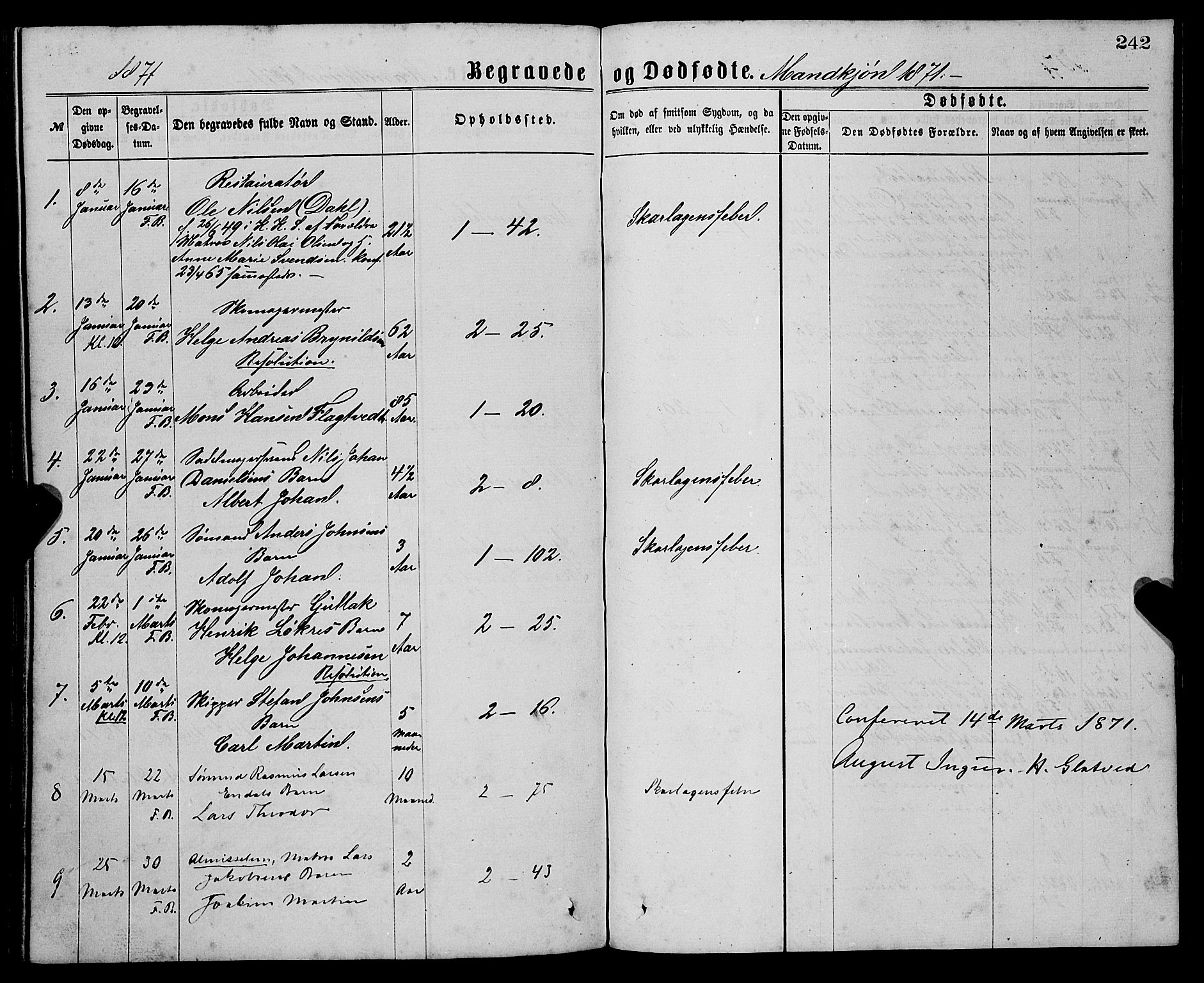 Sandviken Sokneprestembete, SAB/A-77601/H/Ha/L0001: Parish register (official) no. A 1, 1867-1877, p. 242