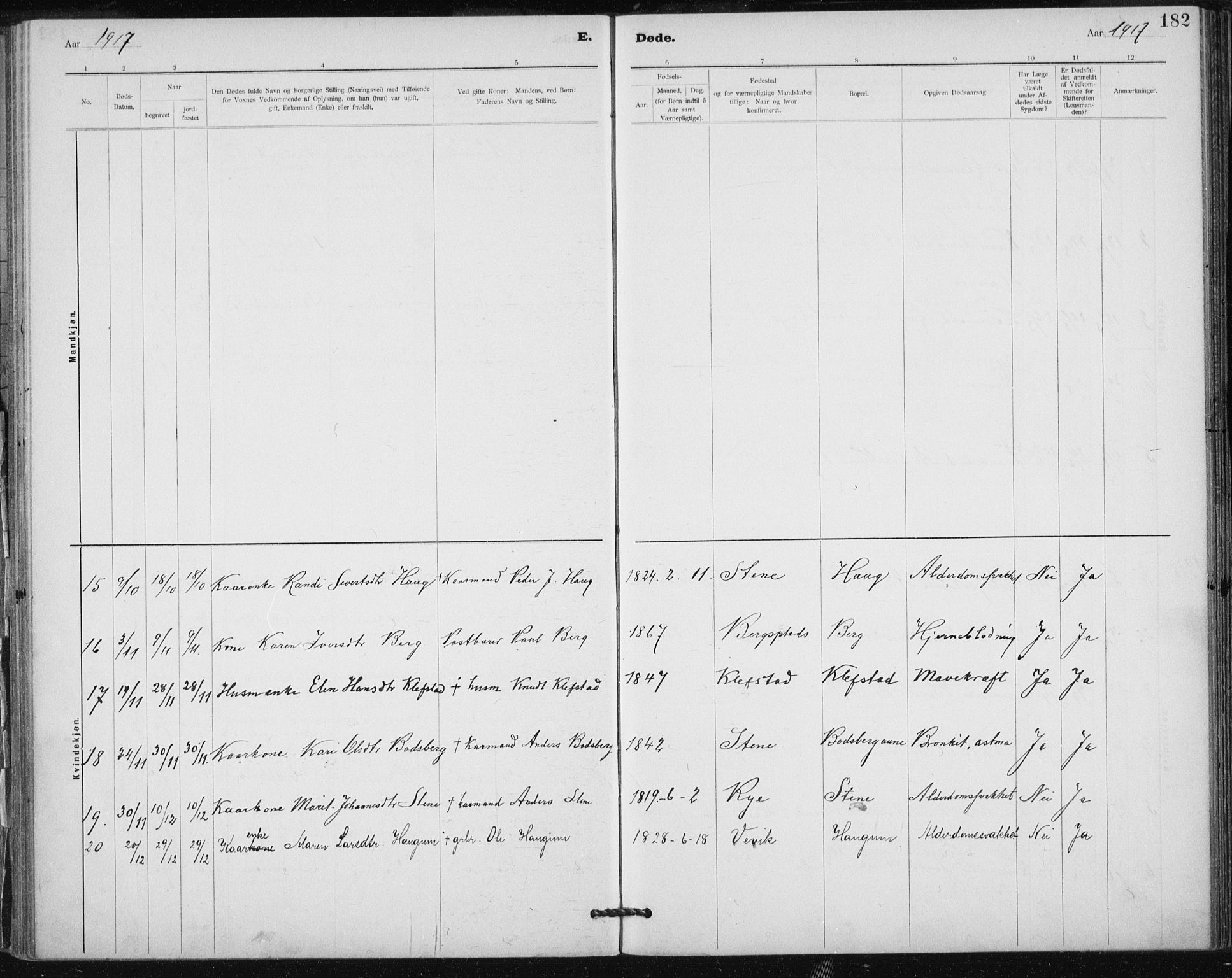 Ministerialprotokoller, klokkerbøker og fødselsregistre - Sør-Trøndelag, AV/SAT-A-1456/612/L0381: Parish register (official) no. 612A13, 1907-1923, p. 182