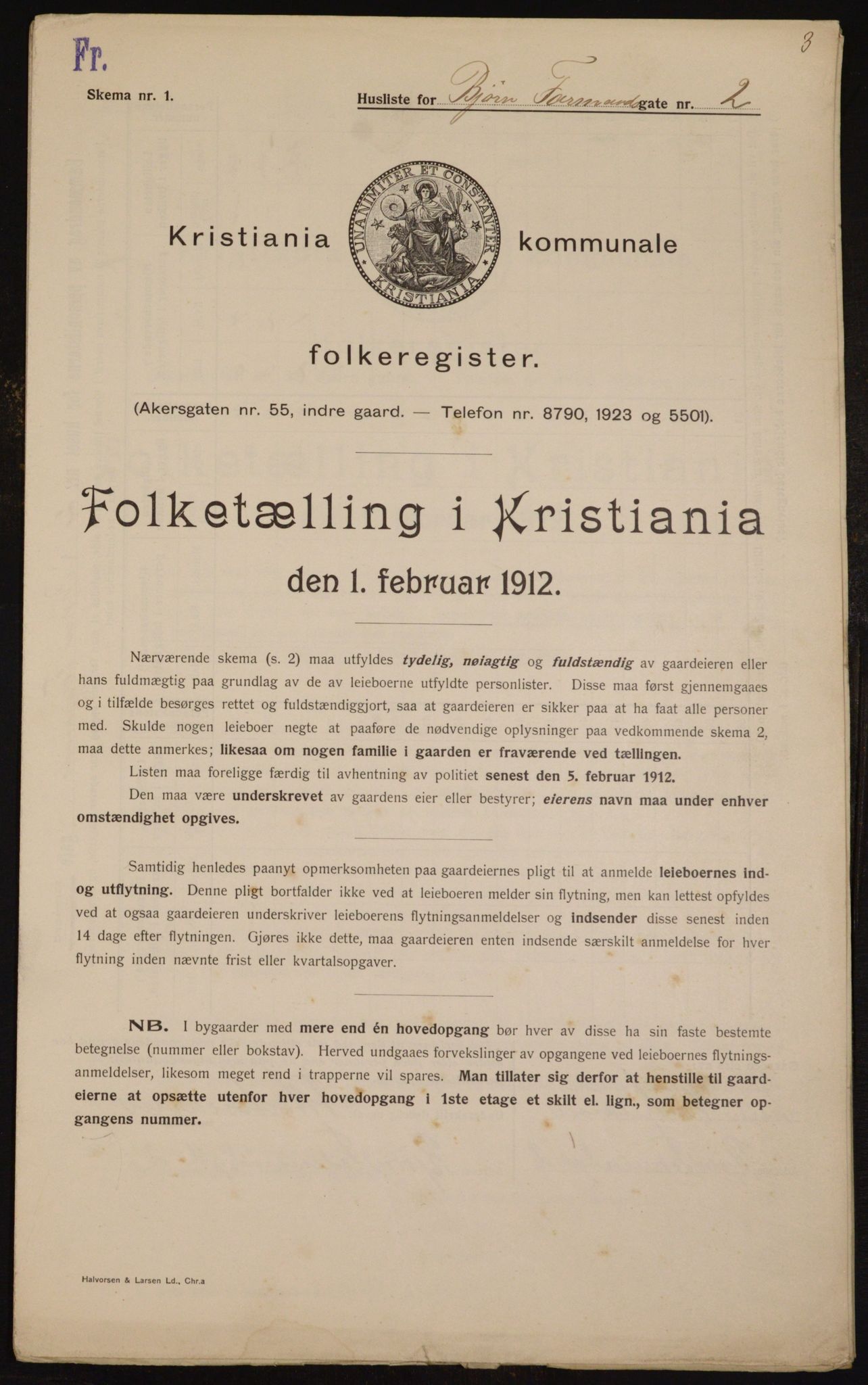 OBA, Municipal Census 1912 for Kristiania, 1912, p. 6445