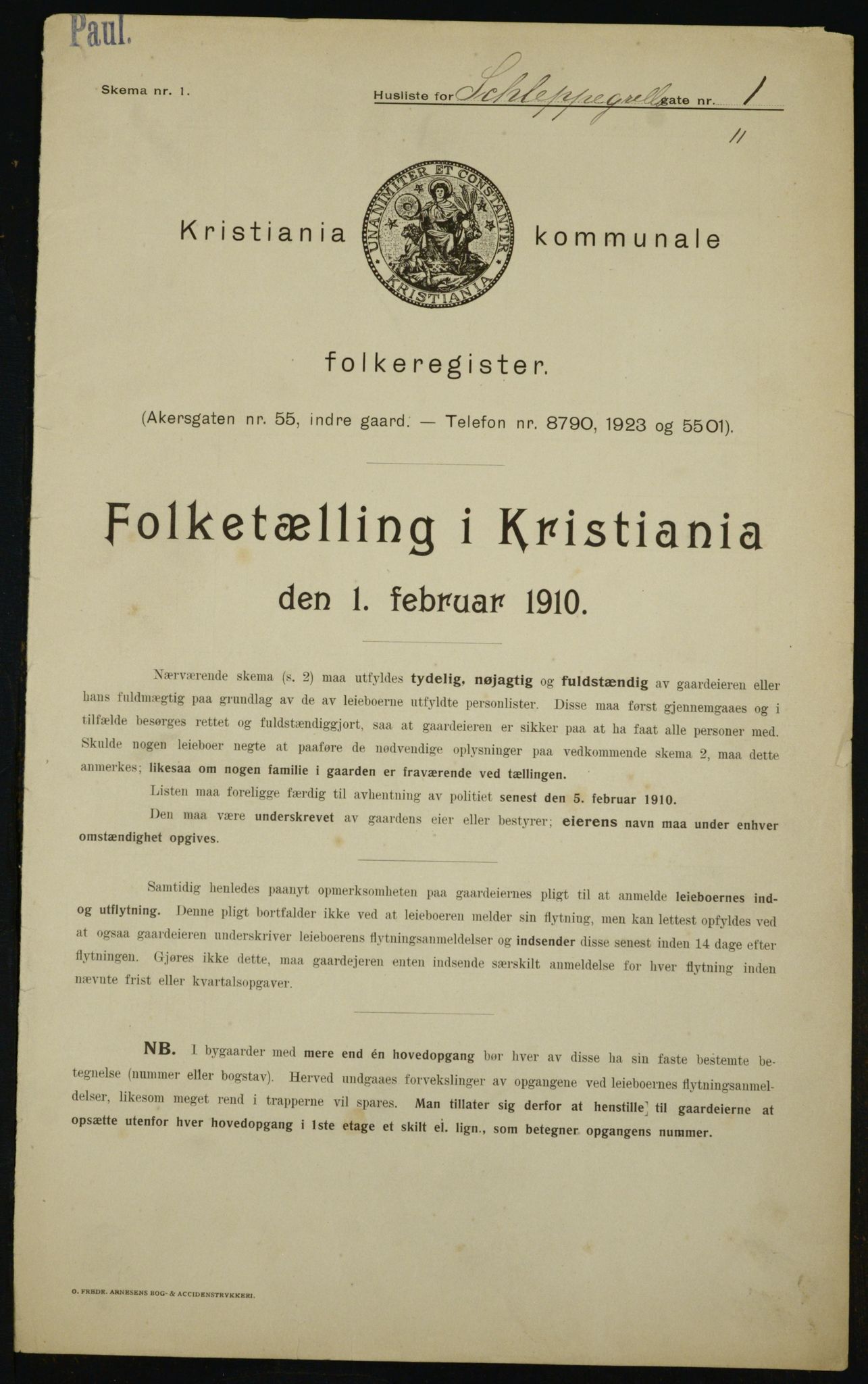 OBA, Municipal Census 1910 for Kristiania, 1910, p. 85615