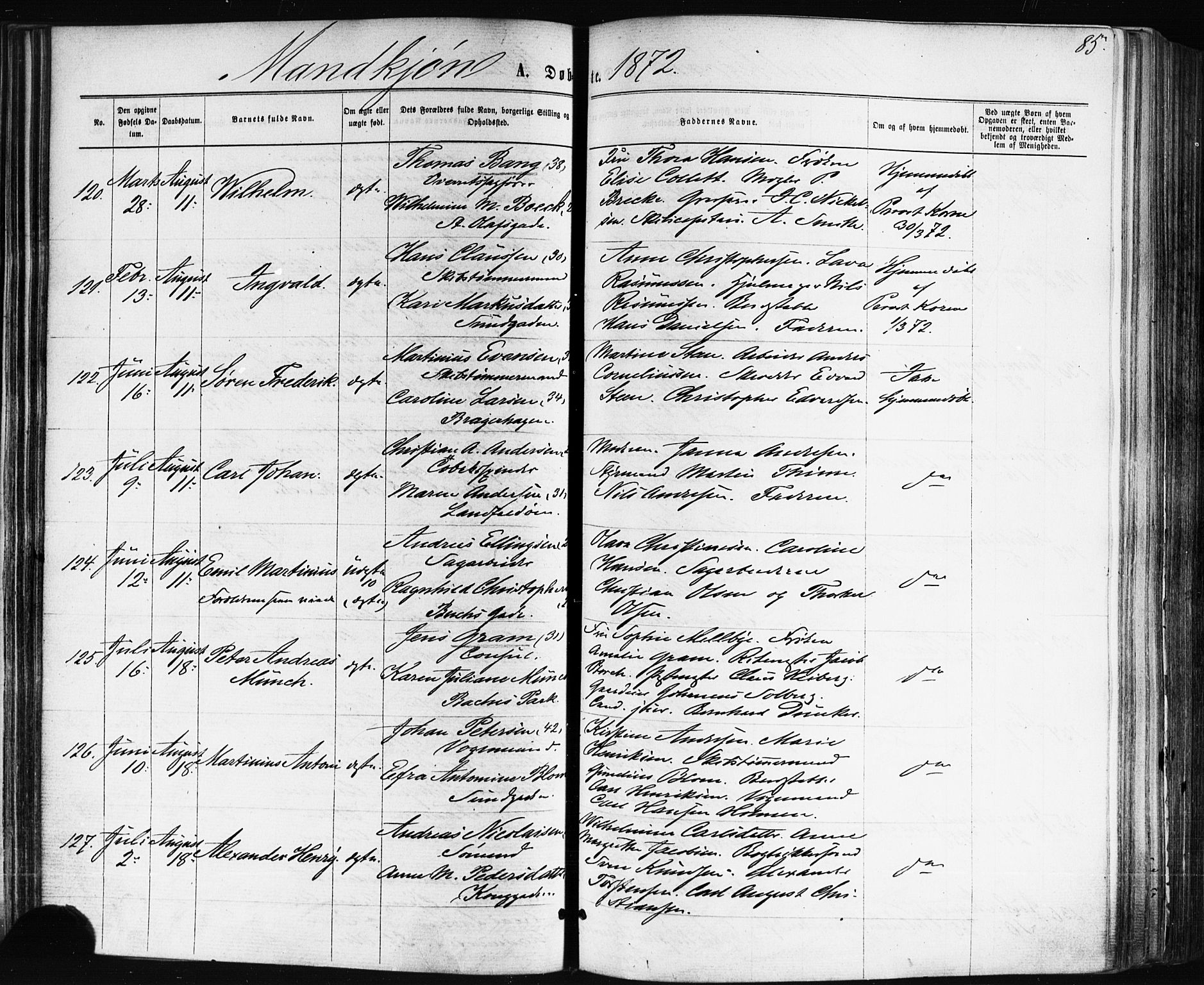 Bragernes kirkebøker, SAKO/A-6/F/Fb/L0004: Parish register (official) no. II 4, 1869-1875, p. 85