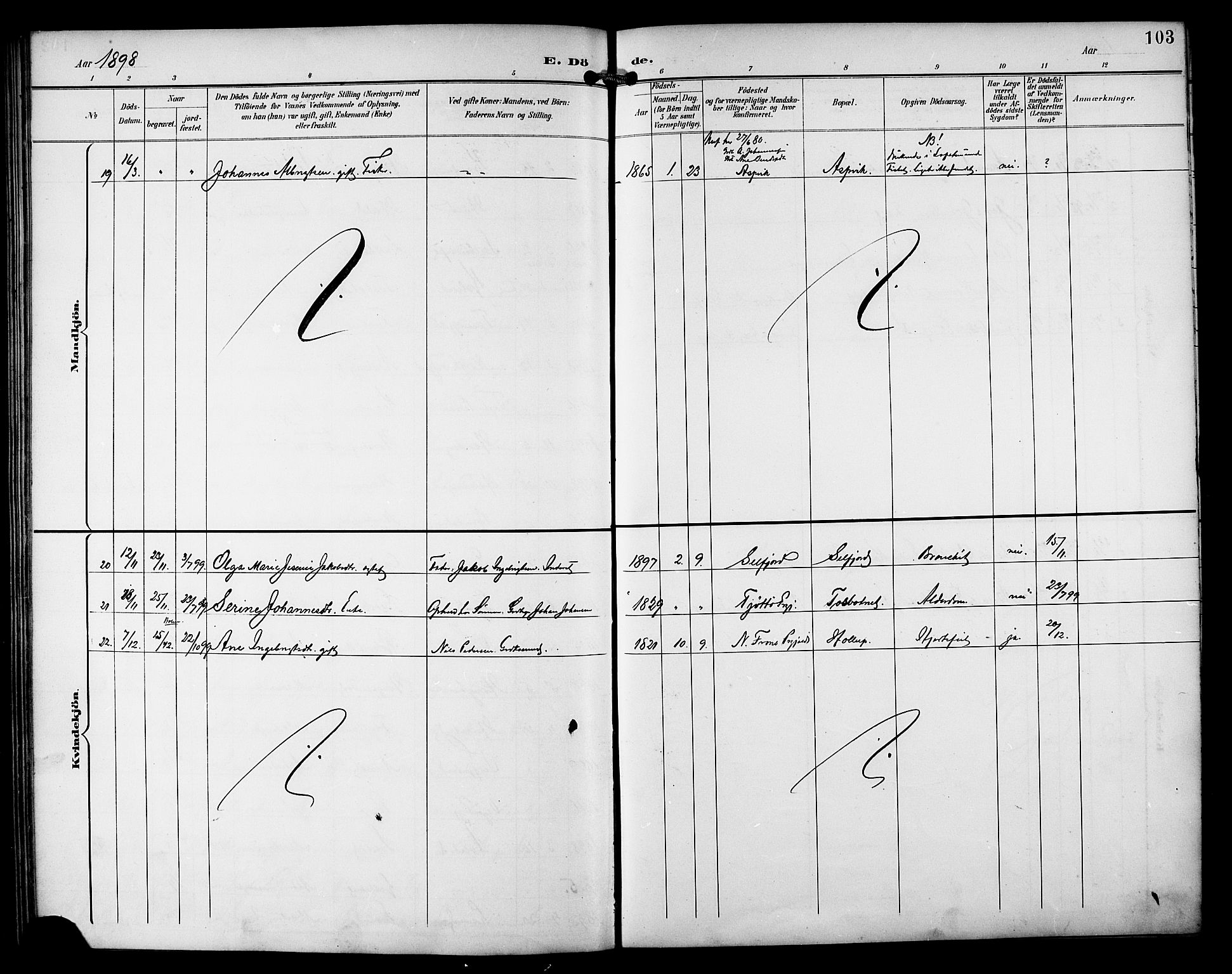 Ministerialprotokoller, klokkerbøker og fødselsregistre - Nordland, AV/SAT-A-1459/810/L0152: Parish register (official) no. 810A11, 1895-1899, p. 103