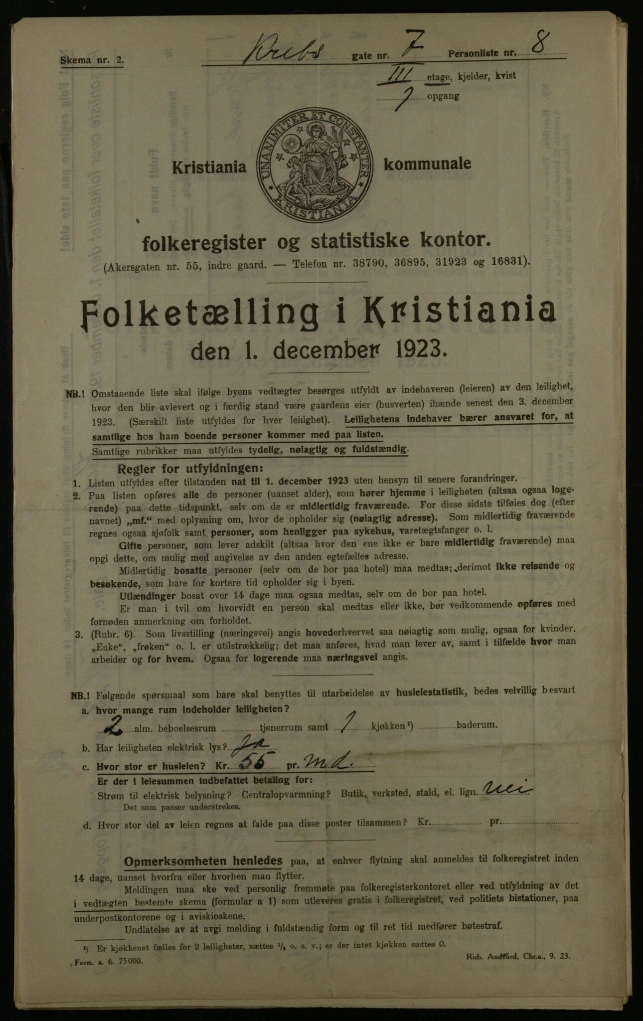 OBA, Municipal Census 1923 for Kristiania, 1923, p. 60331