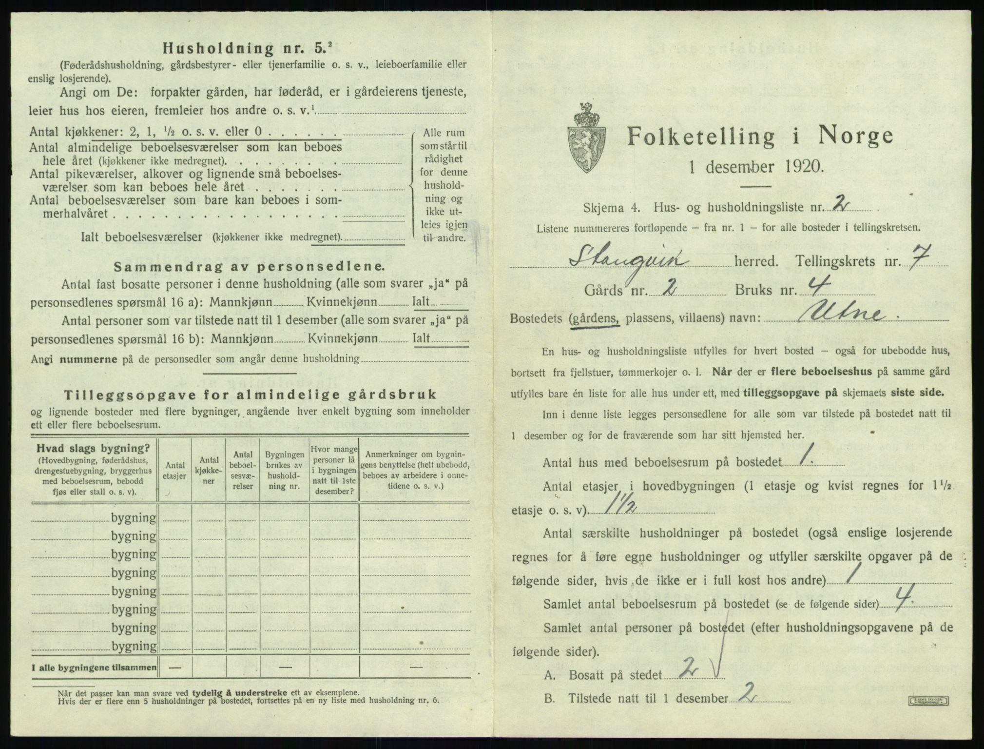 SAT, 1920 census for Stangvik, 1920, p. 632