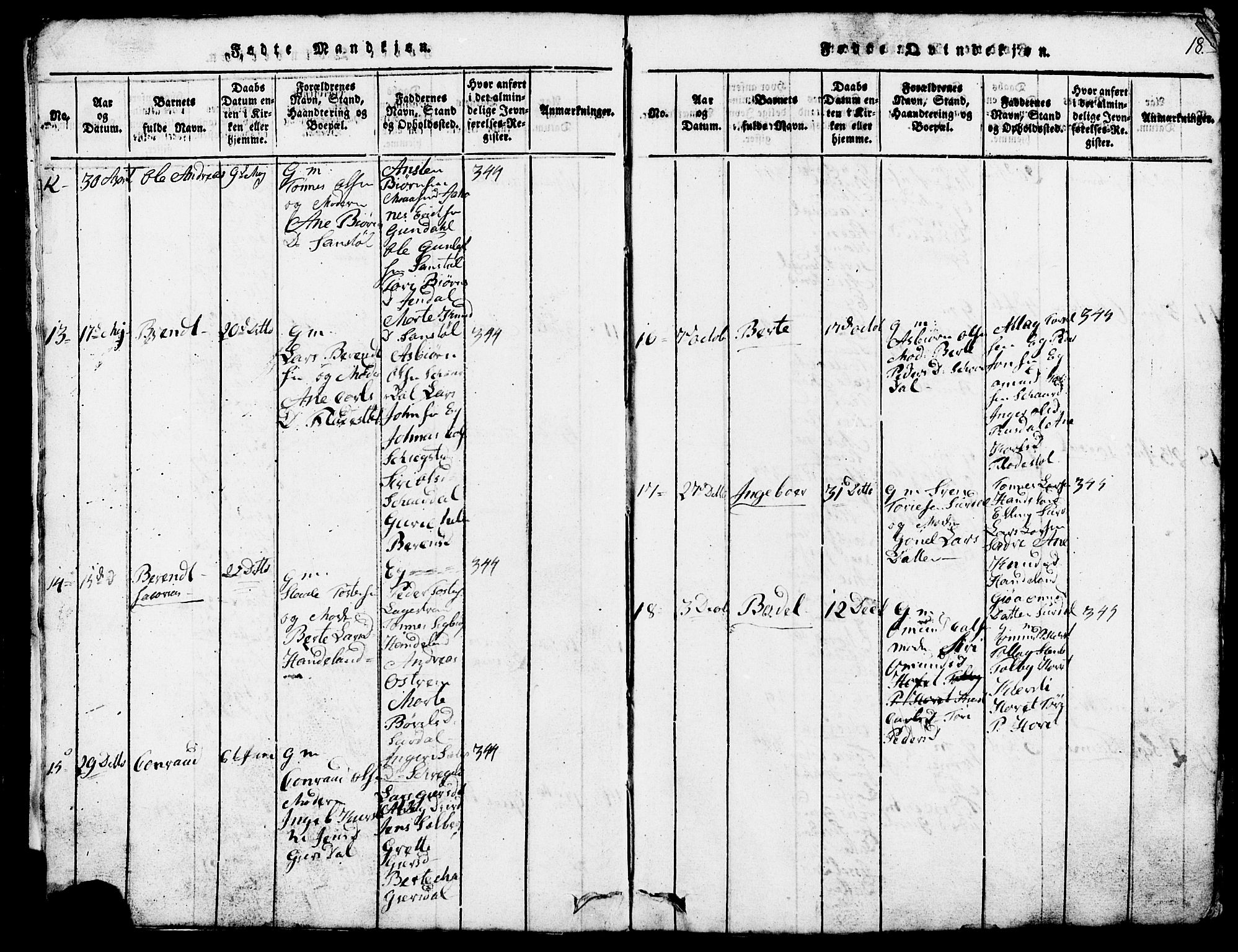 Lund sokneprestkontor, AV/SAST-A-101809/S07/L0002: Parish register (copy) no. B 2, 1816-1832, p. 18