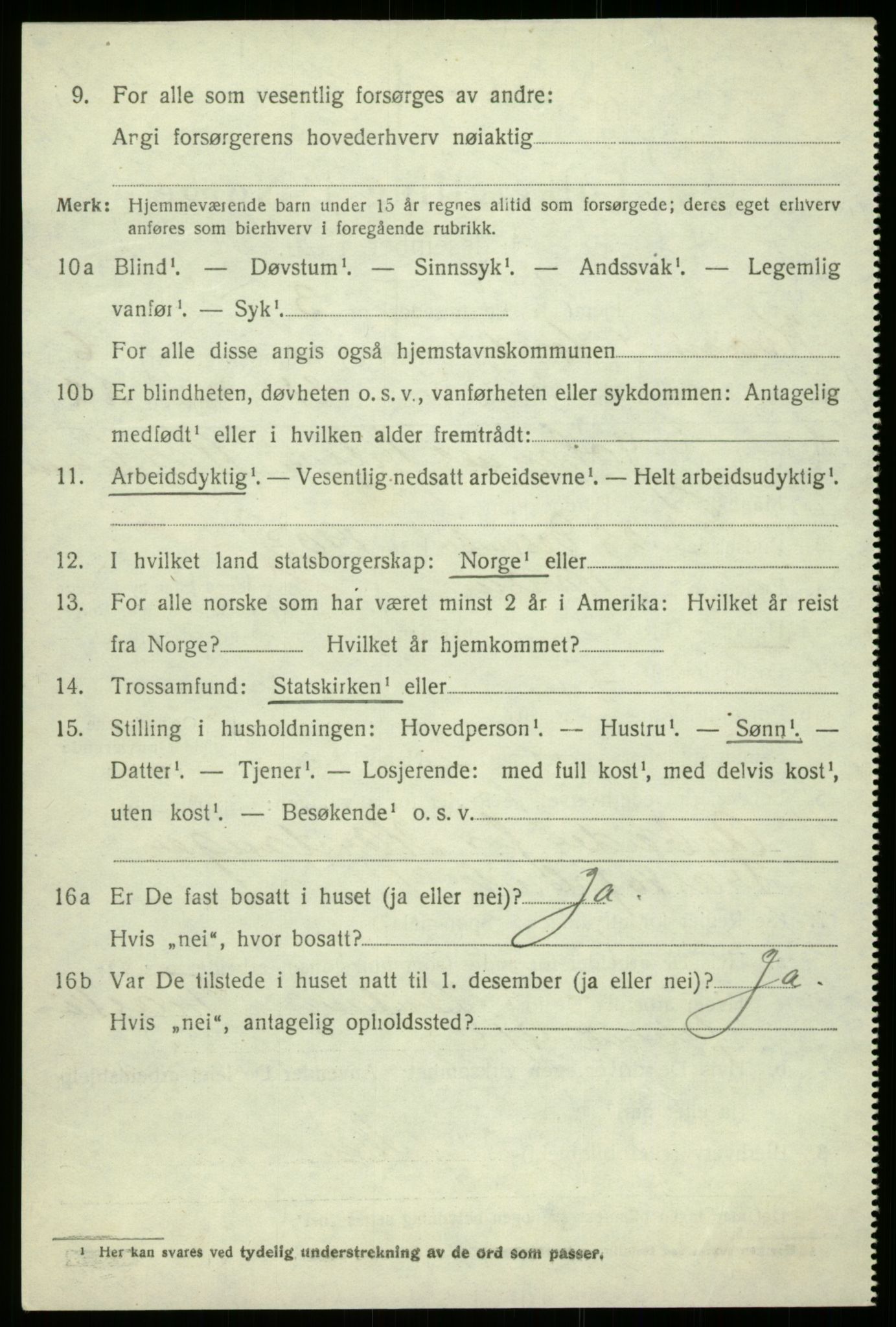 SAB, 1920 census for Kvam, 1920, p. 4664