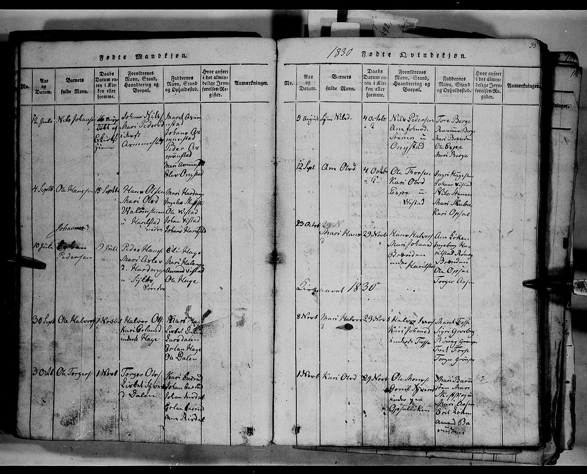 Fron prestekontor, SAH/PREST-078/H/Ha/Hab/L0003: Parish register (copy) no. 3, 1816-1850, p. 35