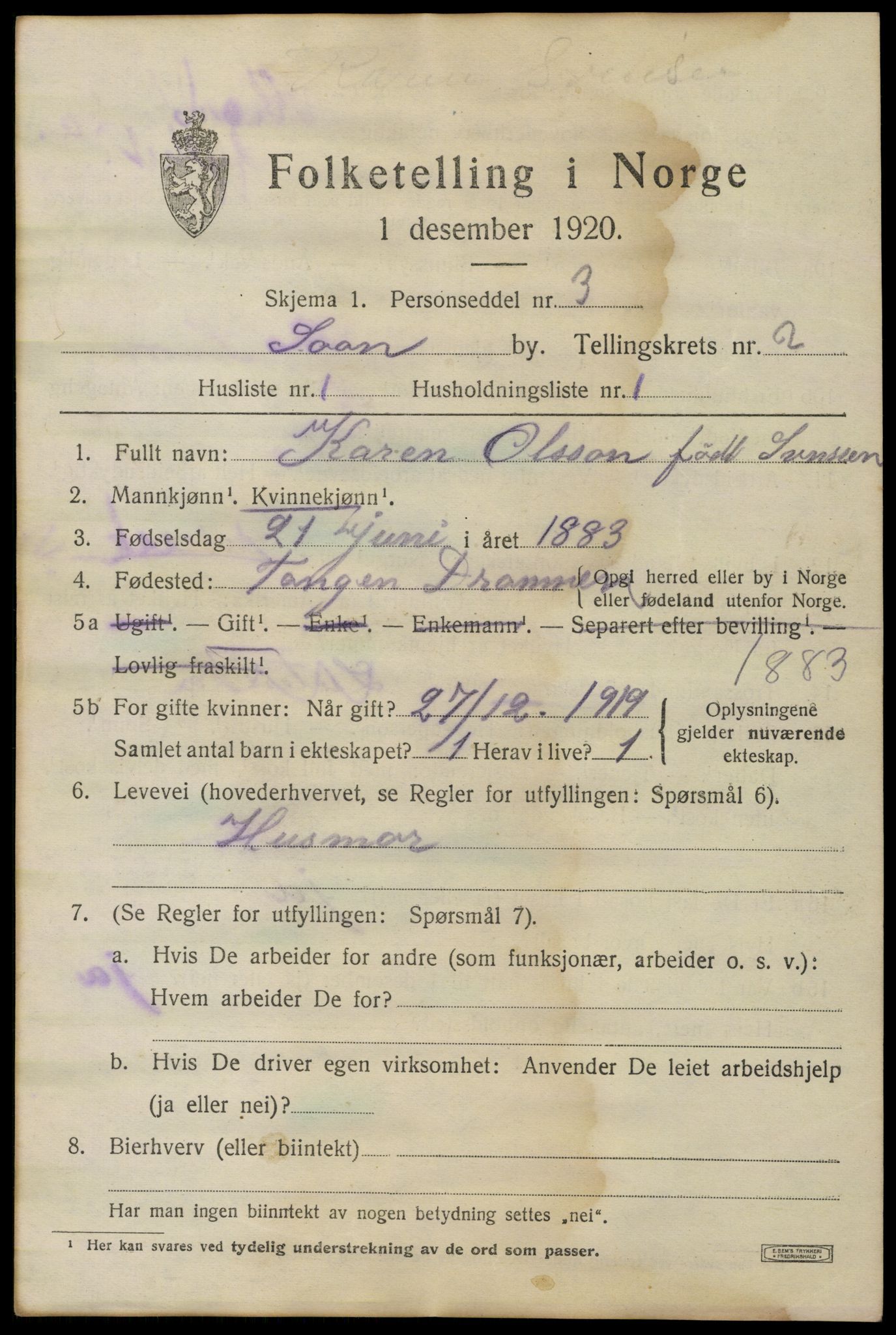 SAO, 1920 census for Son, 1920, p. 1128