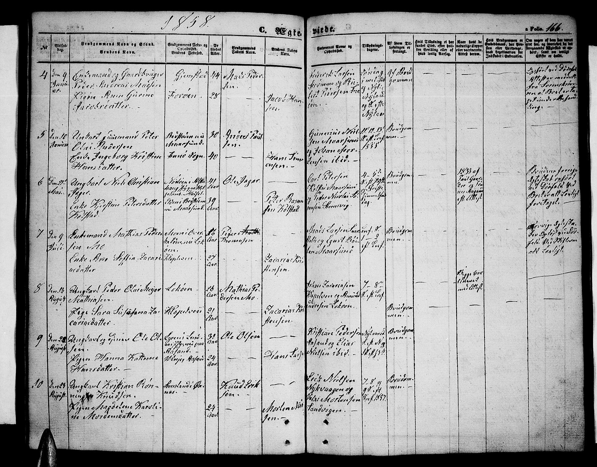 Ministerialprotokoller, klokkerbøker og fødselsregistre - Nordland, SAT/A-1459/891/L1313: Parish register (copy) no. 891C02, 1856-1870, p. 166