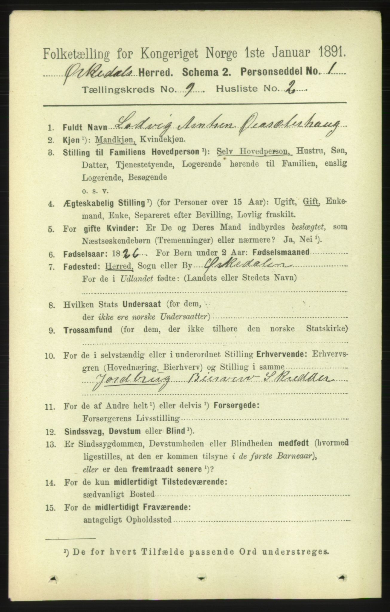 RA, 1891 census for 1638 Orkdal, 1891, p. 4275