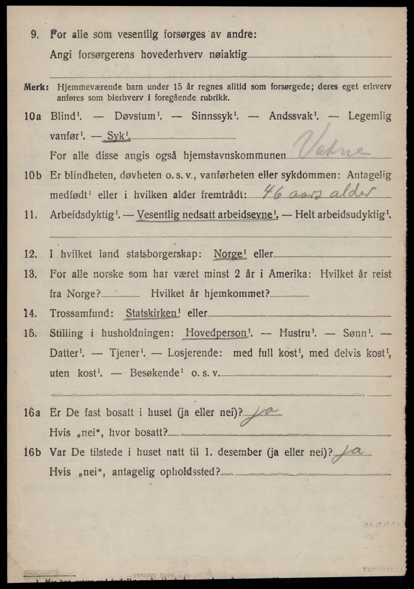 SAT, 1920 census for Vatne, 1920, p. 3335